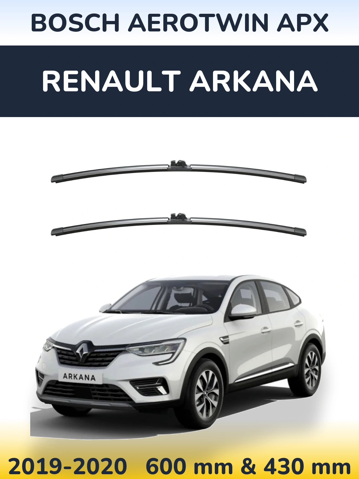 Komplet przednich wycieraczek BOSCH AeroTwin APX 600 & 425 mm do Renault Arkana 2019-2020