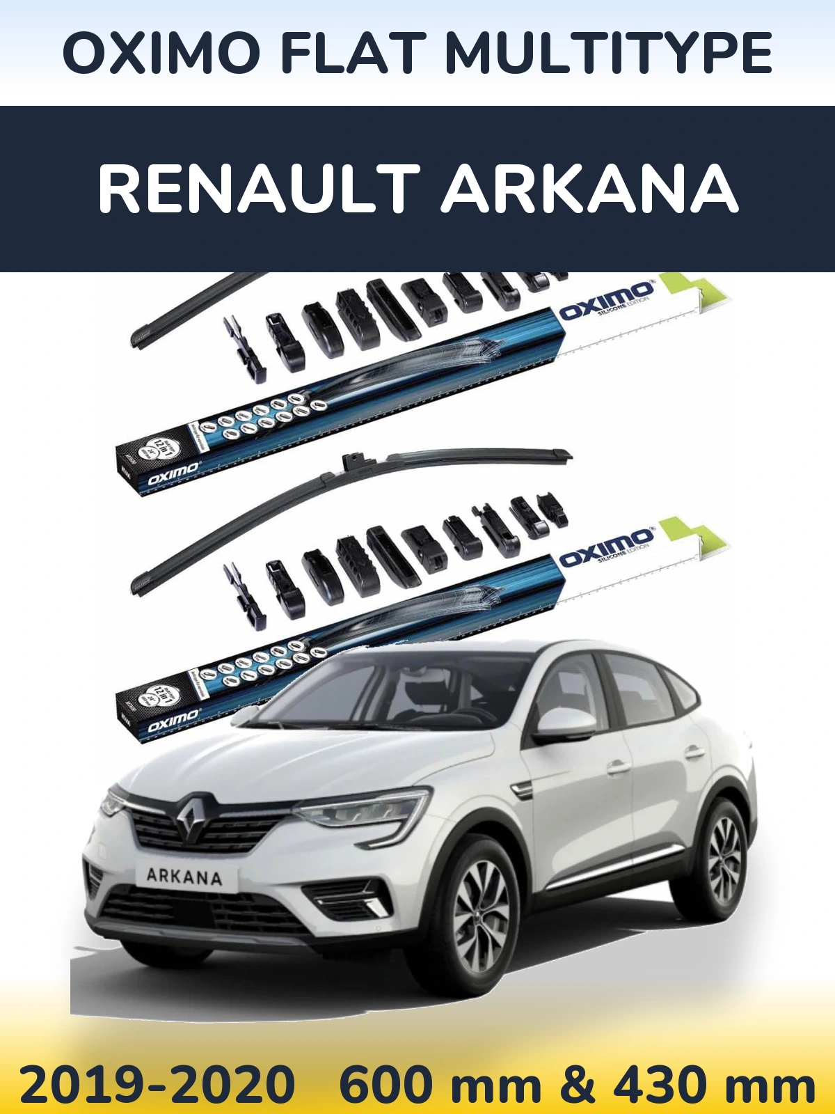 Komplet przednich wycieraczek Oximo Flat MultiType 600 & 430 mm do Renault Arkana 2019-2020