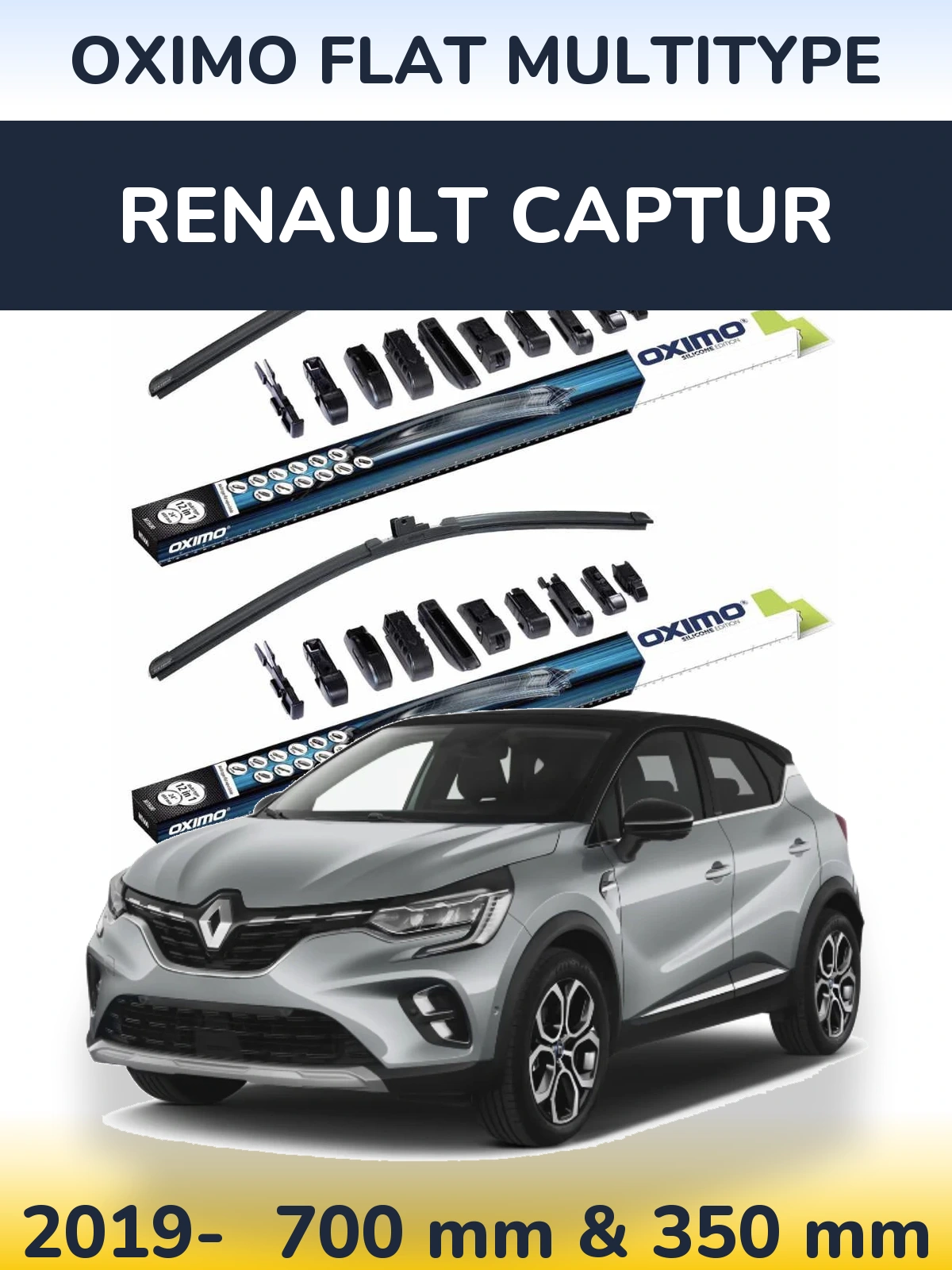 Komplet przednich wycieraczek Oximo Flat MultiType 700 & 350 mm do Renault Captur 2019-2026