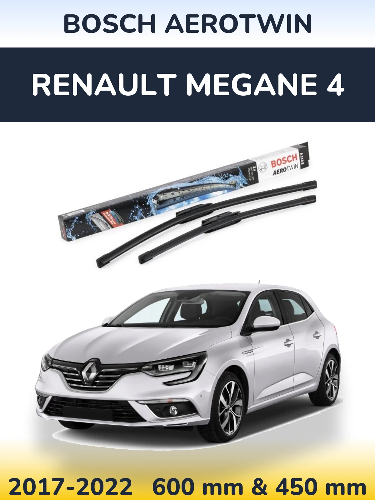 Komplet przednich wycieraczek BOSCH AeroTwin 600 & 450 mm do Renault Megane 4 2017-2022