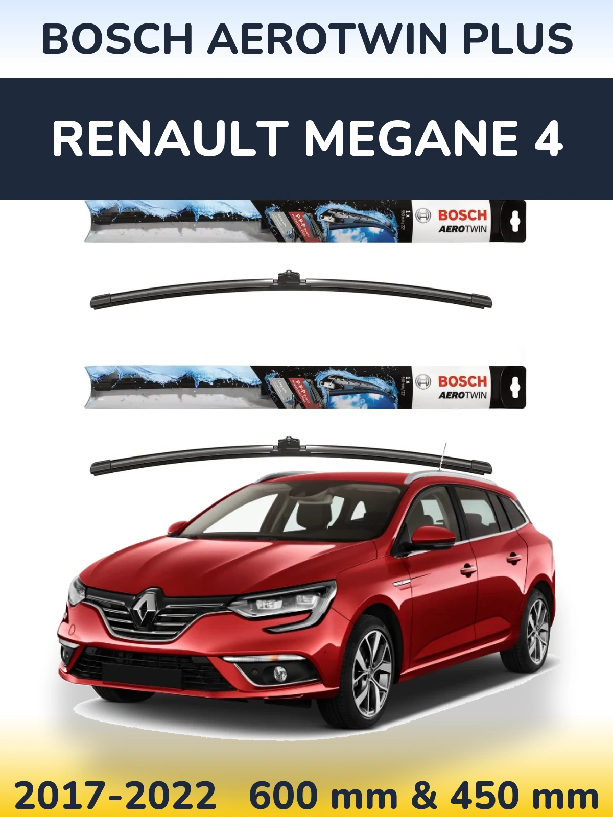 Komplet przednich wycieraczek BOSCH AeroTwin Plus 600 & 450 mm do Renault Megane 4 2017-2022