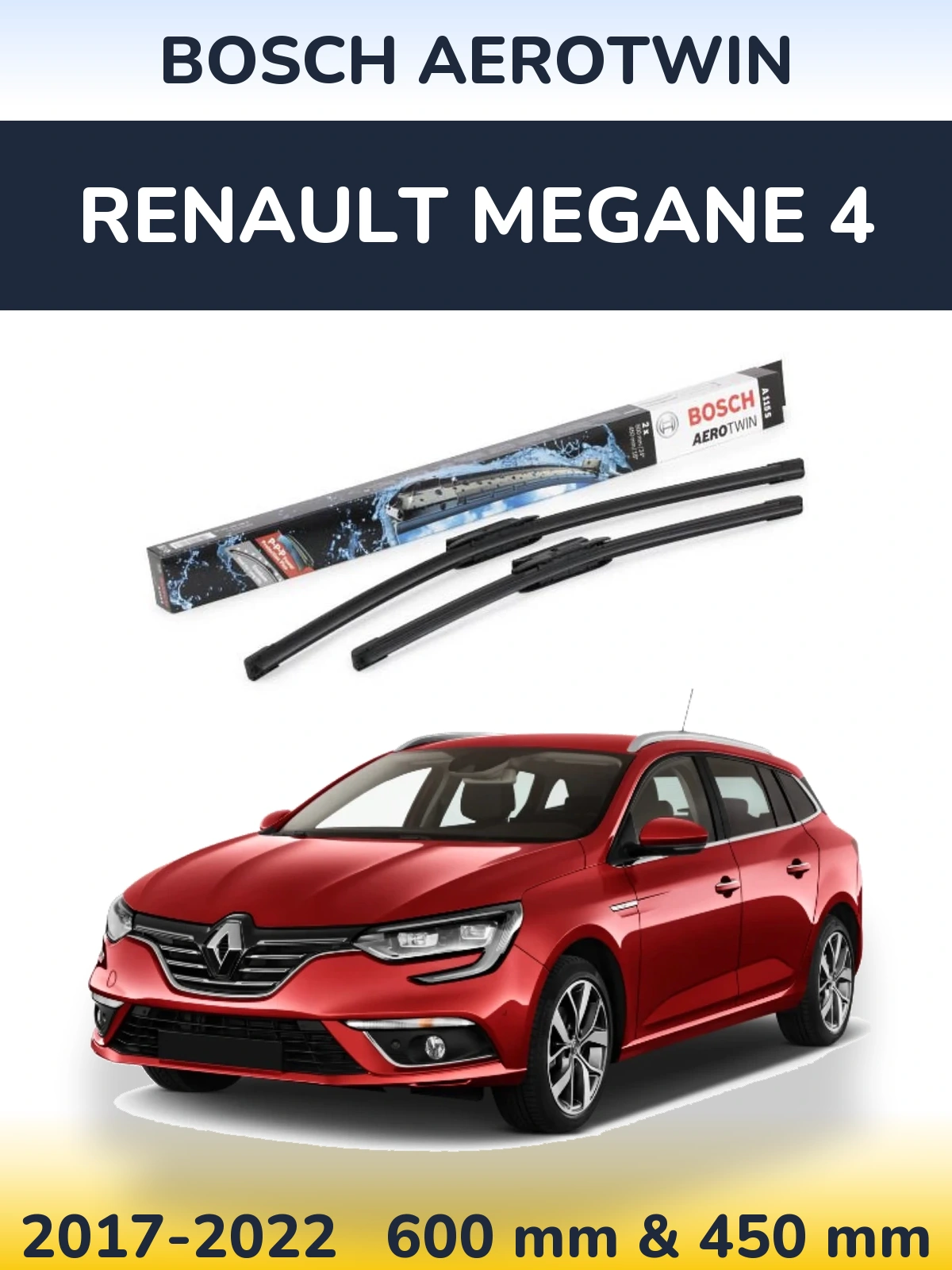 Komplet przednich wycieraczek BOSCH AeroTwin 600 & 450 mm do Renault Megane 4 2017-2022