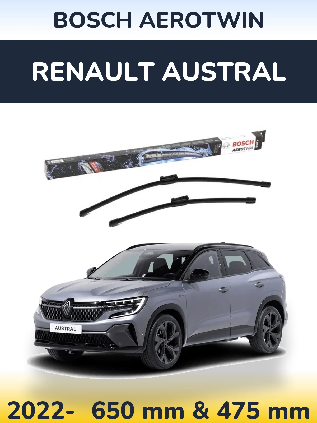 Komplet przednich wycieraczek BOSCH AeroTwin 650 & 475 mm do Renault Austral 2022-2026