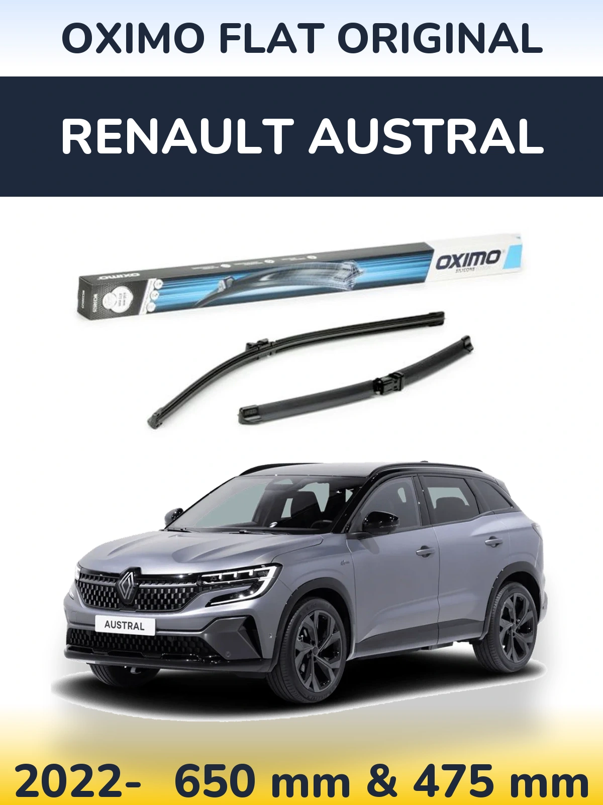 Komplet przednich wycieraczek Oximo Flat Original 650 & 475 mm do Renault Austral 2022-2026