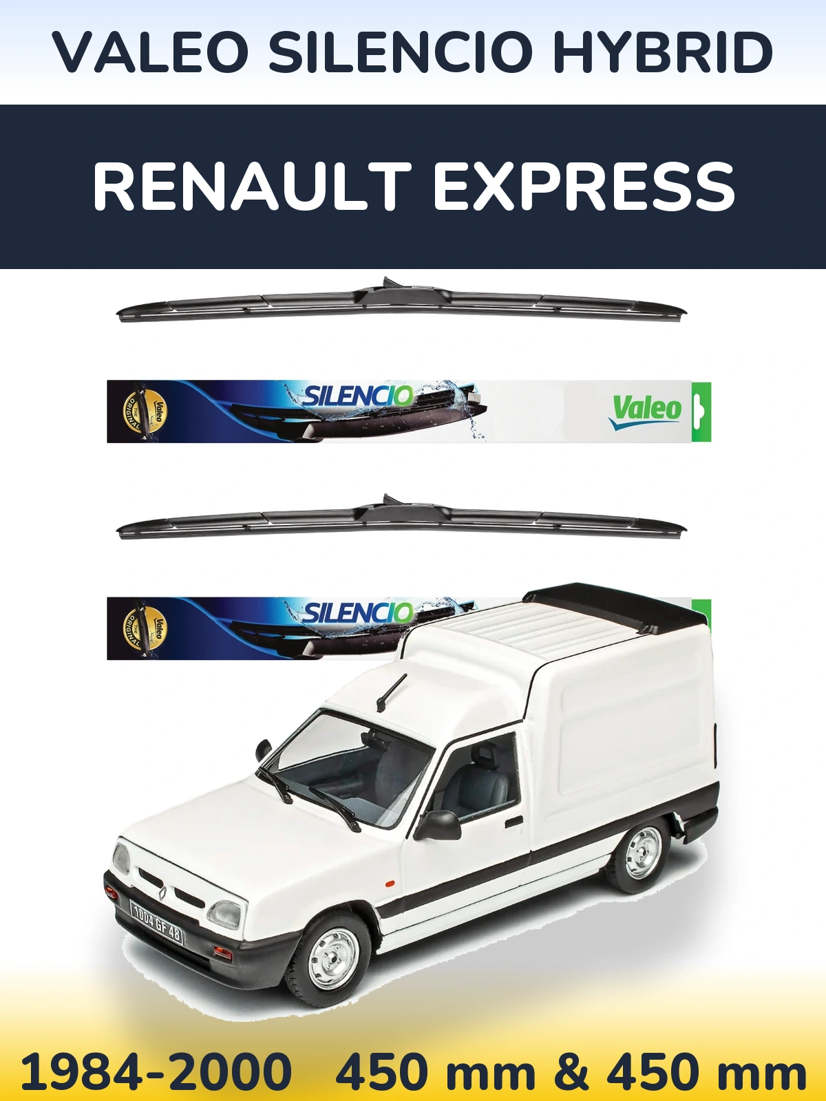 Komplet przednich wycieraczek Valeo Silencio Hybrid 450 & 450 mm do Renault Express 1984-2000