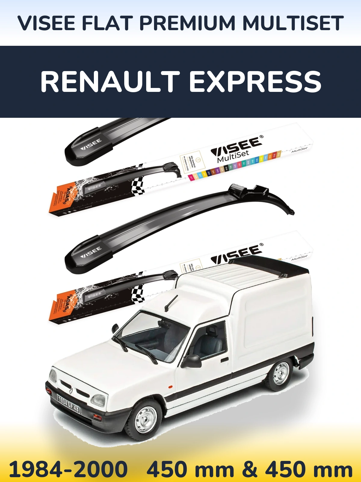Komplet przednich wycieraczek VISEE FLAT PREMIUM MultiSet 450 & 450 mm do Renault Express 1984-2000
