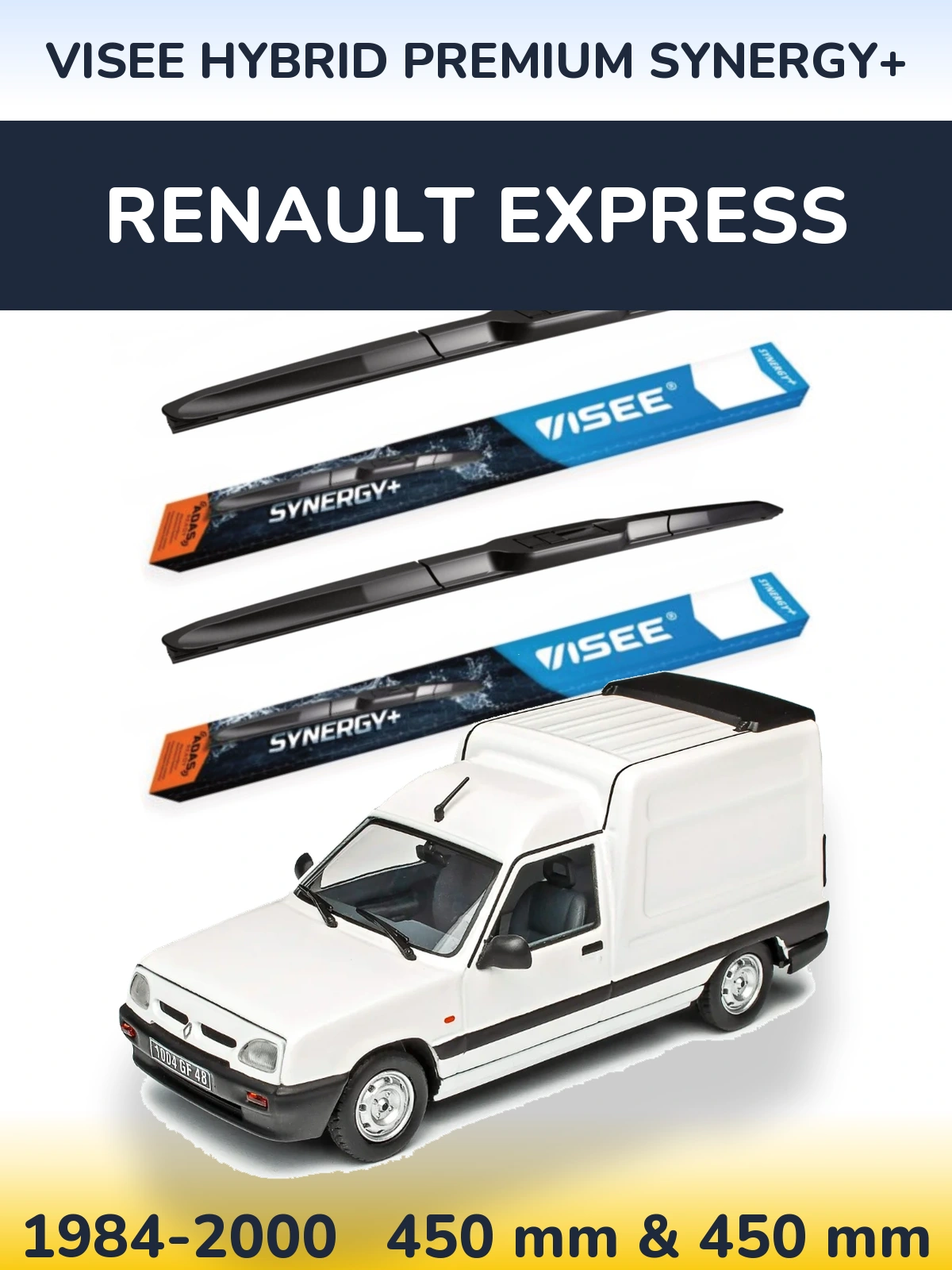 Komplet przednich wycieraczek VISEE HYBRID PREMIUM SYNERGY+ 450 & 450 mm do Renault Express 1984-2000