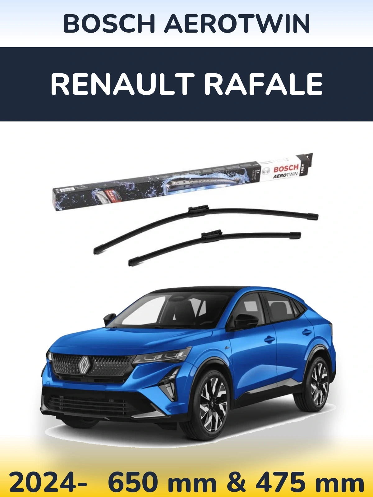 Комплект передних дворников BOSCH AeroTwin 650 & 475 мм для Renault Rafale 2024-2026