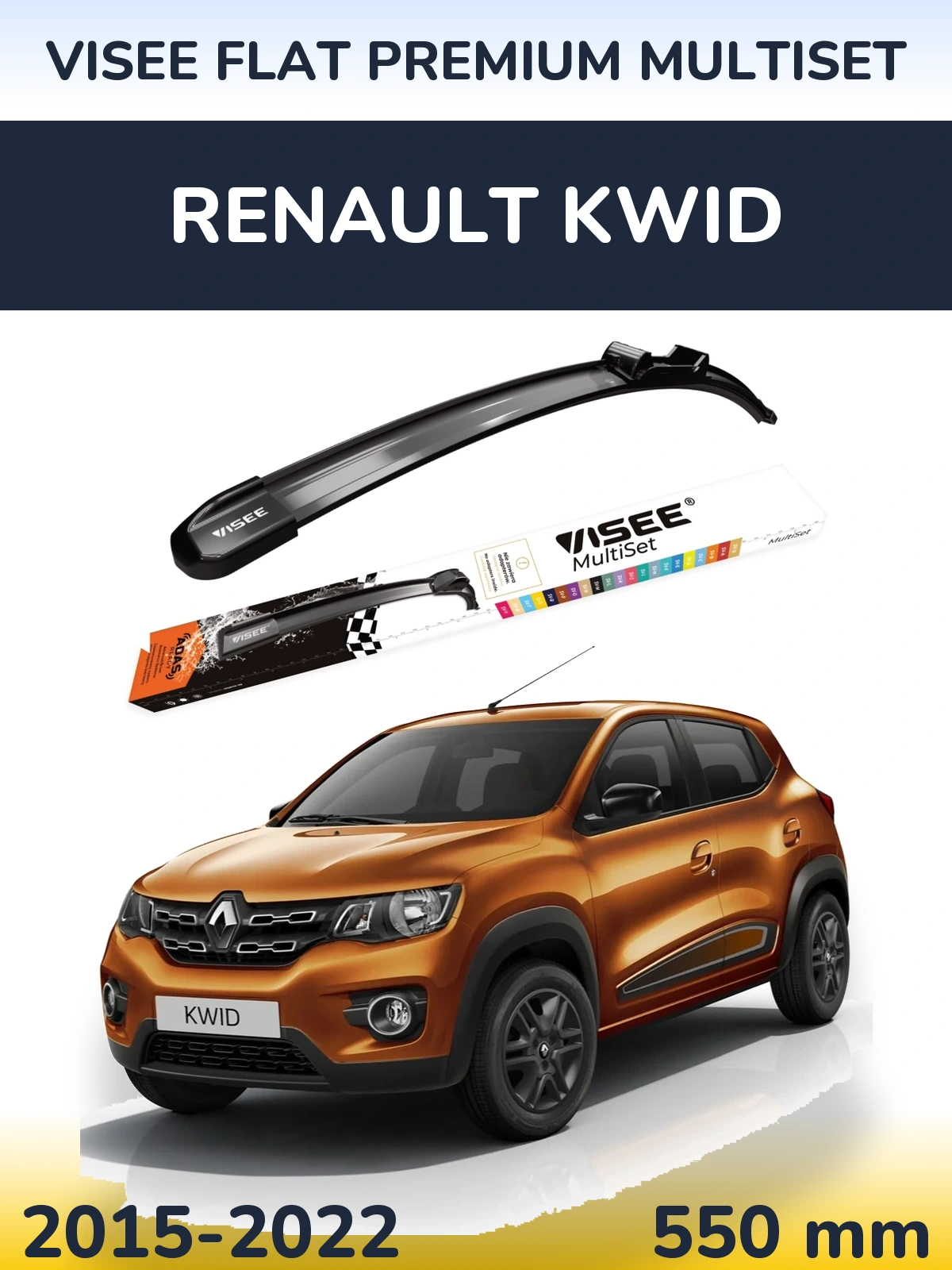 Front wiper blade VISEE FLAT PREMIUM MultiSet 550 mm for Renault Kwid 2015-2022