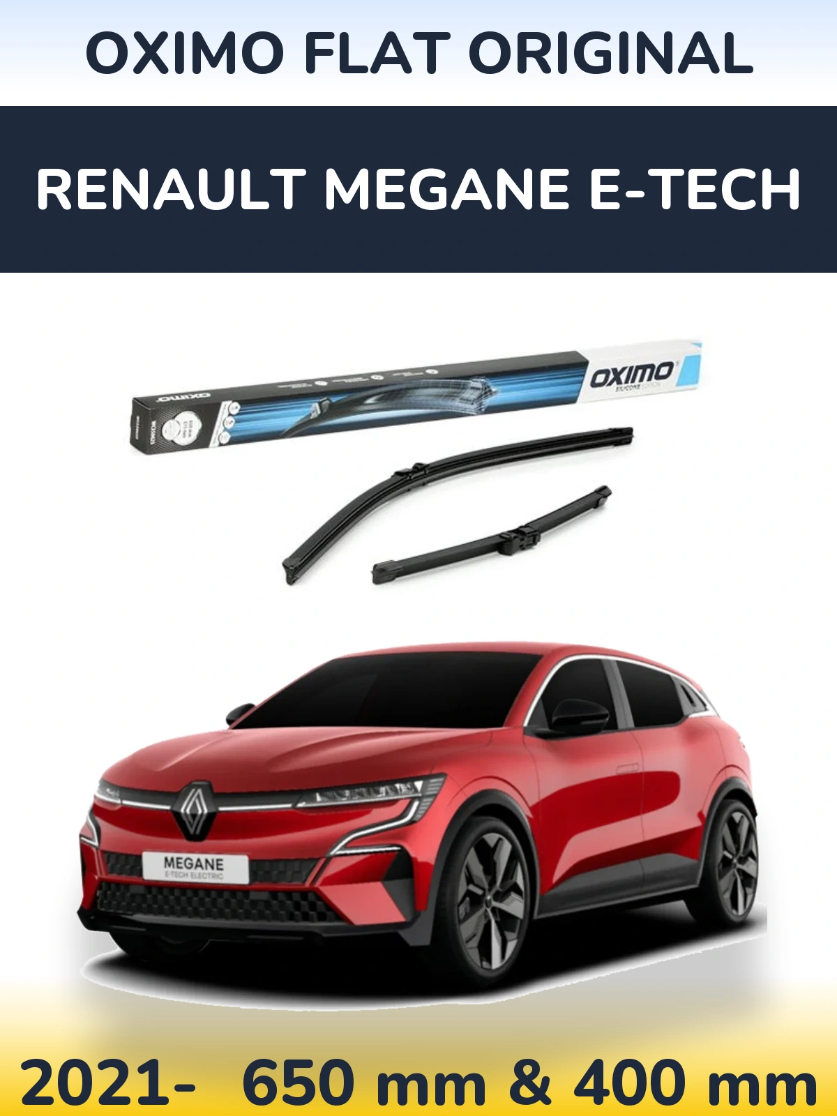 Komplet przednich wycieraczek Oximo Flat Original 650 & 375 mm do Renault Megane E-Tech 2021-2026