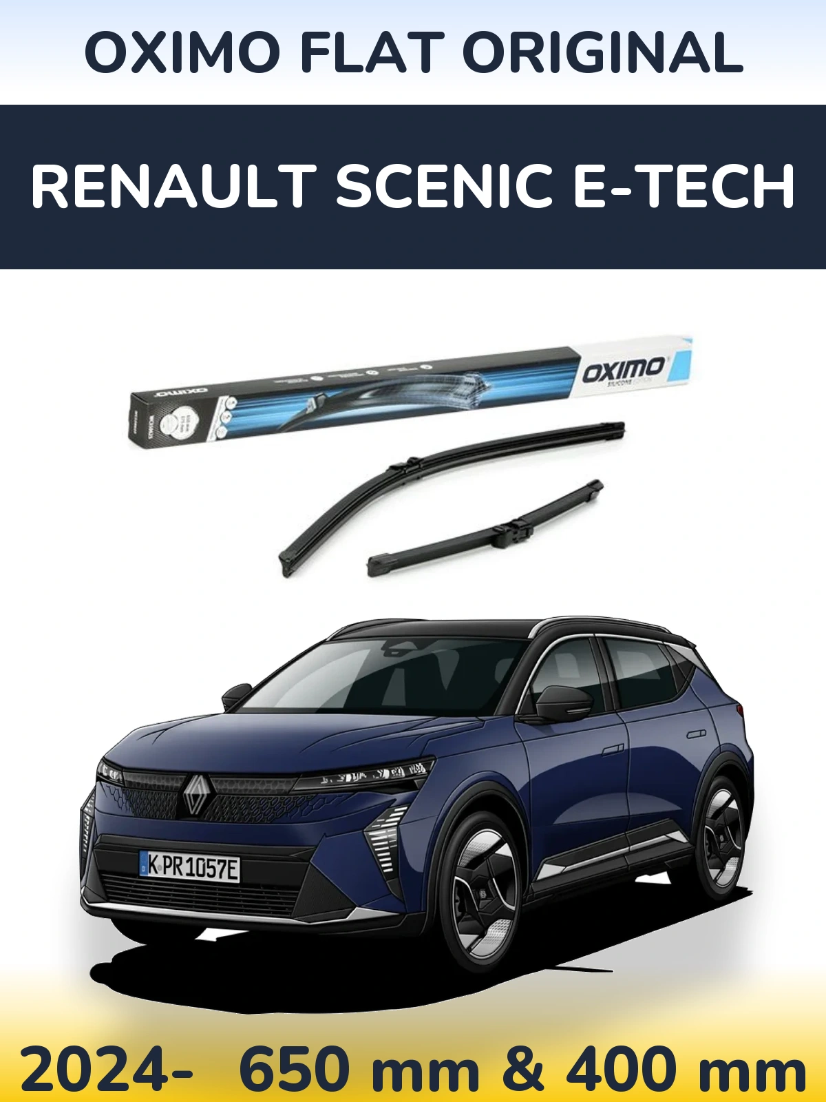 Komplet przednich wycieraczek Oximo Flat Original 650 & 375 mm do Renault Scenic E-Tech 2024-2026