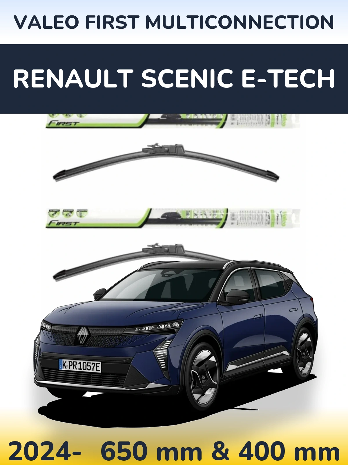 Komplet przednich wycieraczek Valeo First MultiConnection 650 & 400 mm do Renault Scenic E-Tech 2024-2026