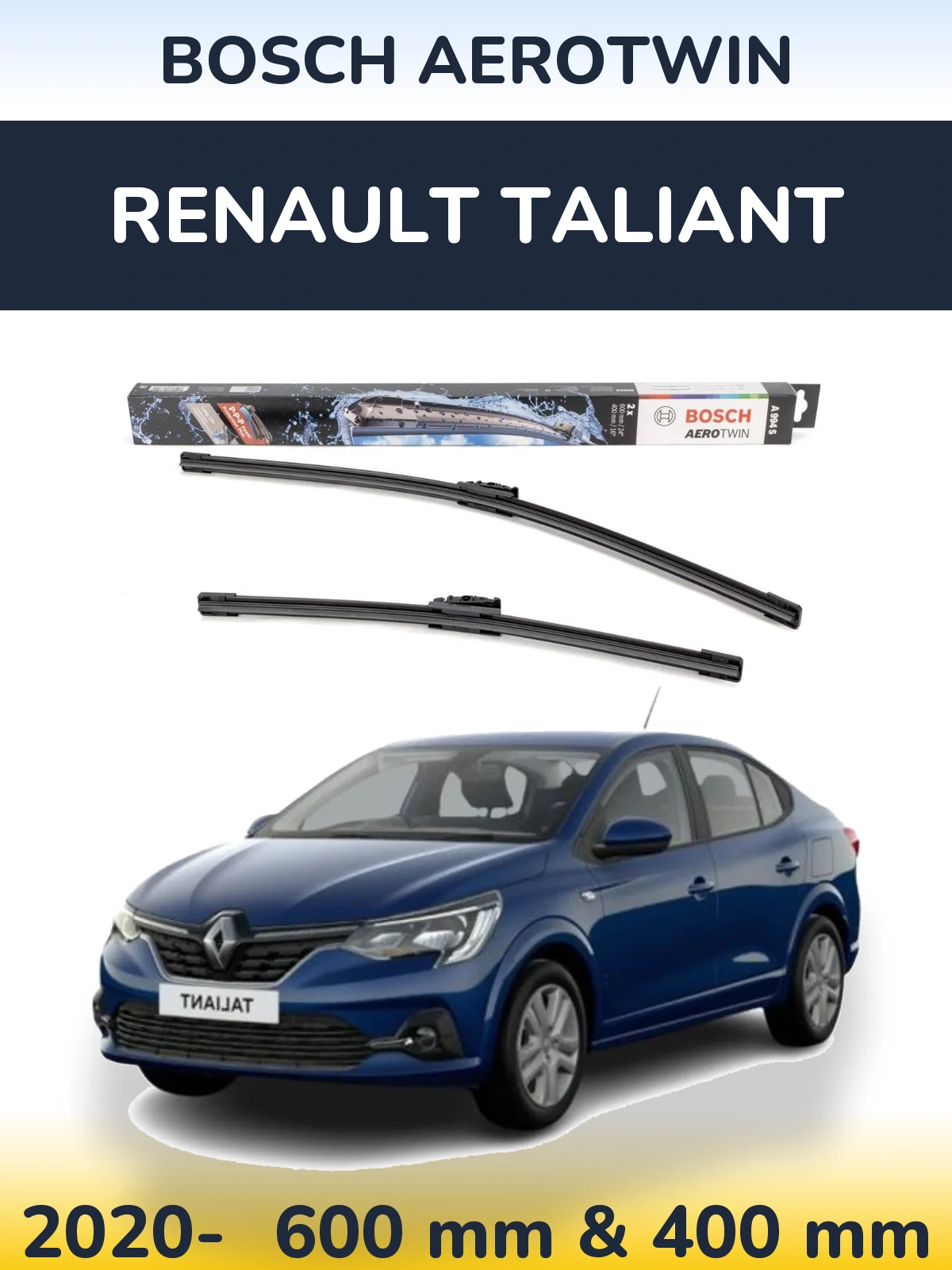 Komplet przednich wycieraczek BOSCH AeroTwin 600 & 400 mm do Renault Taliant 2020-2026