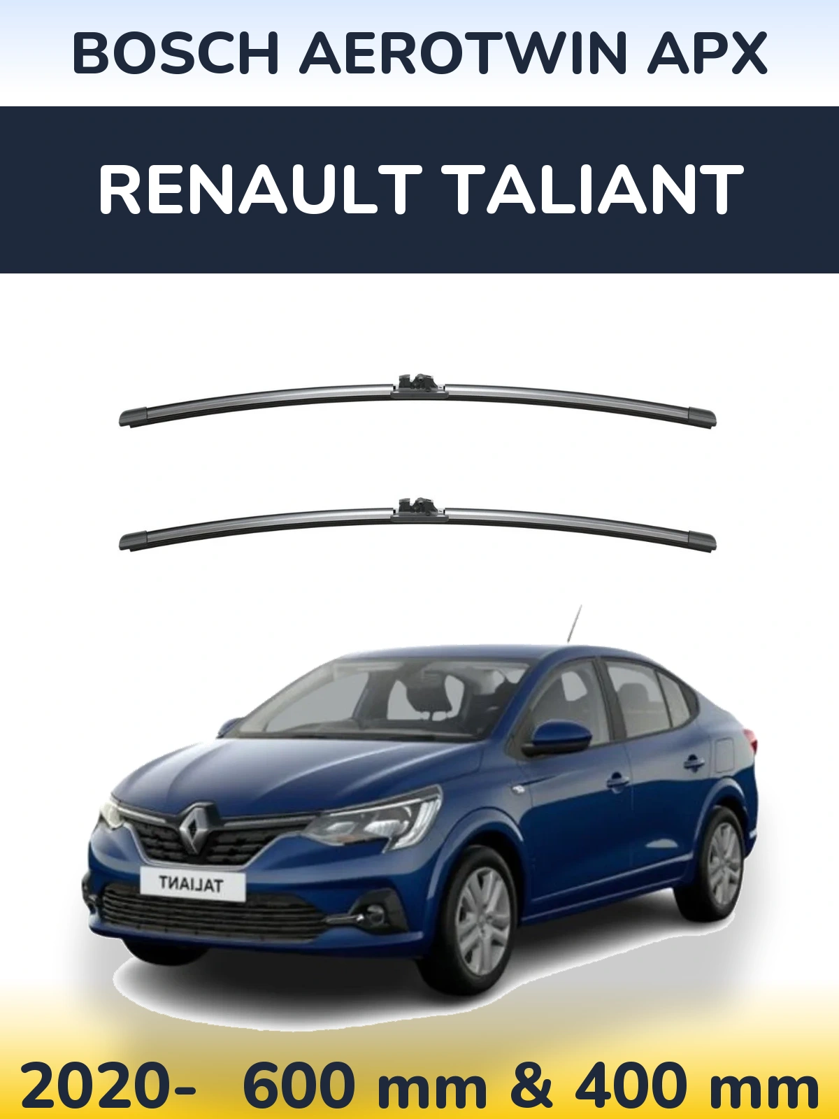 Комплект передних дворников BOSCH AeroTwin APX 600 & 400 мм для Renault Taliant 2020-2026