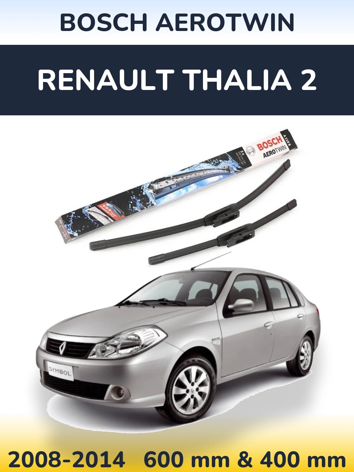 Komplet przednich wycieraczek BOSCH AeroTwin 600 & 400 mm do Renault Thalia 2 2008-2014