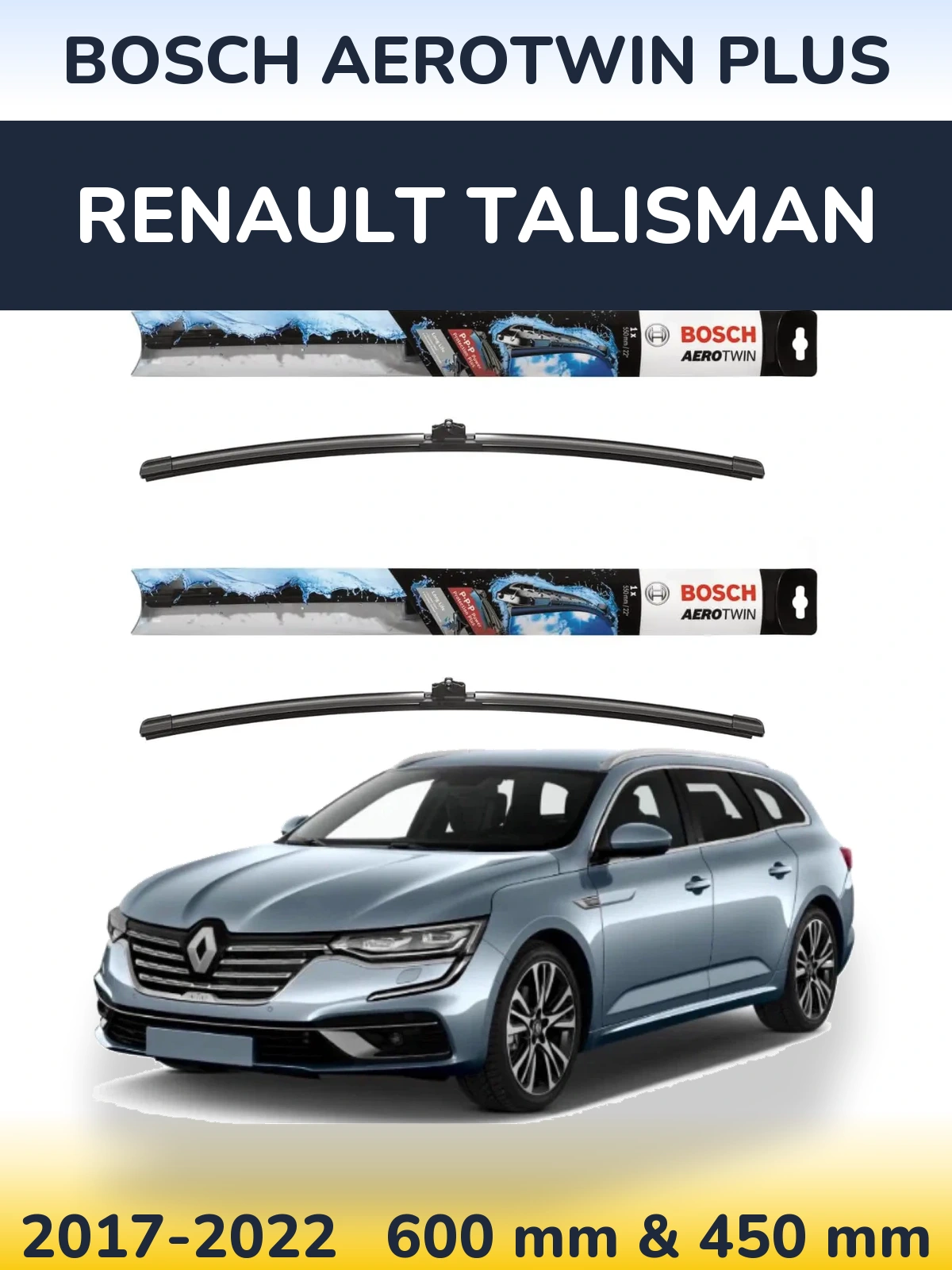 Komplet przednich wycieraczek BOSCH AeroTwin Plus 600 & 450 mm do Renault Talisman 2017-2022