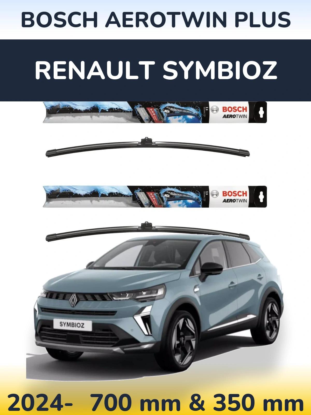 Komplet przednich wycieraczek BOSCH AeroTwin Plus 700 & 350 mm do Renault Symbioz 2024-2026