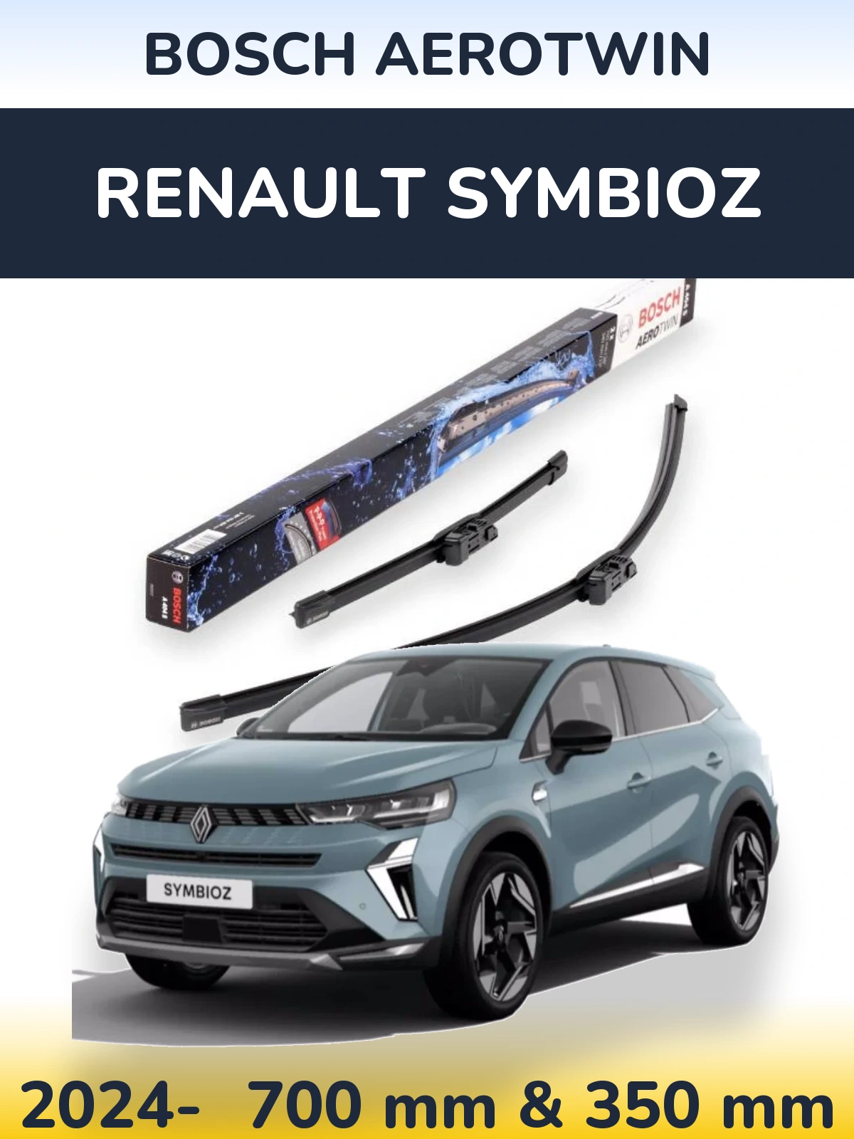 Komplet przednich wycieraczek BOSCH AeroTwin 700 & 350 mm do Renault Symbioz 2024-2026
