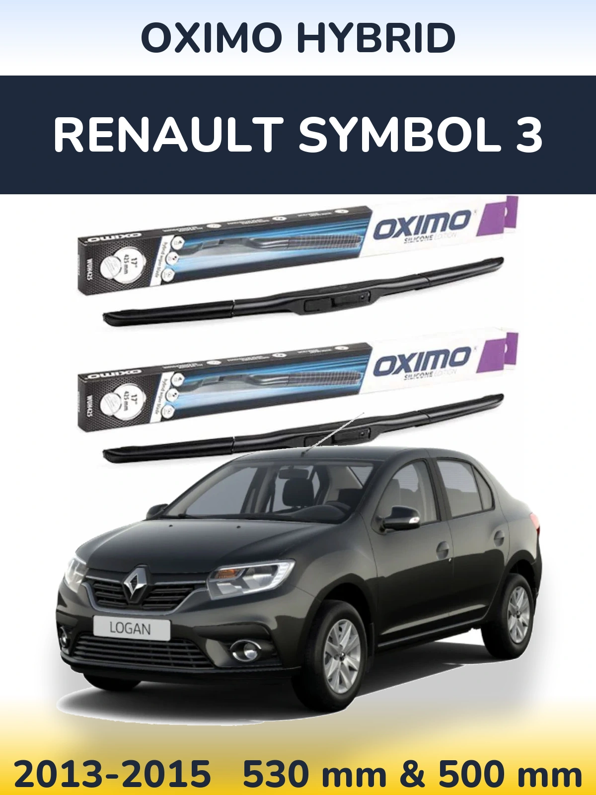 Komplet przednich wycieraczek Oximo Hybrid 530 & 500 mm do Renault Symbol 3 2013-2015