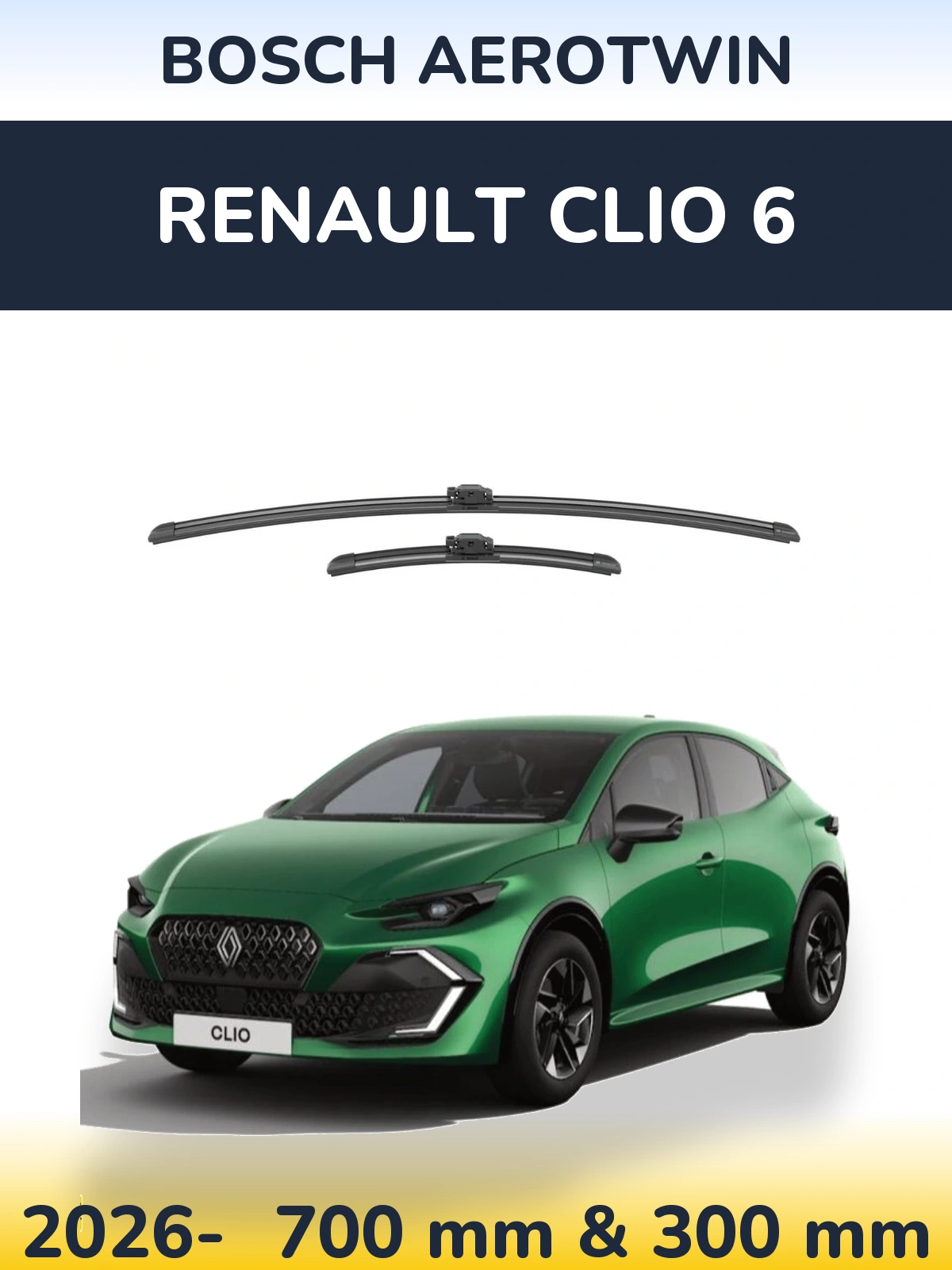 Komplet przednich wycieraczek BOSCH AeroTwin 700 & 300 mm do Renault Clio 6 2026-