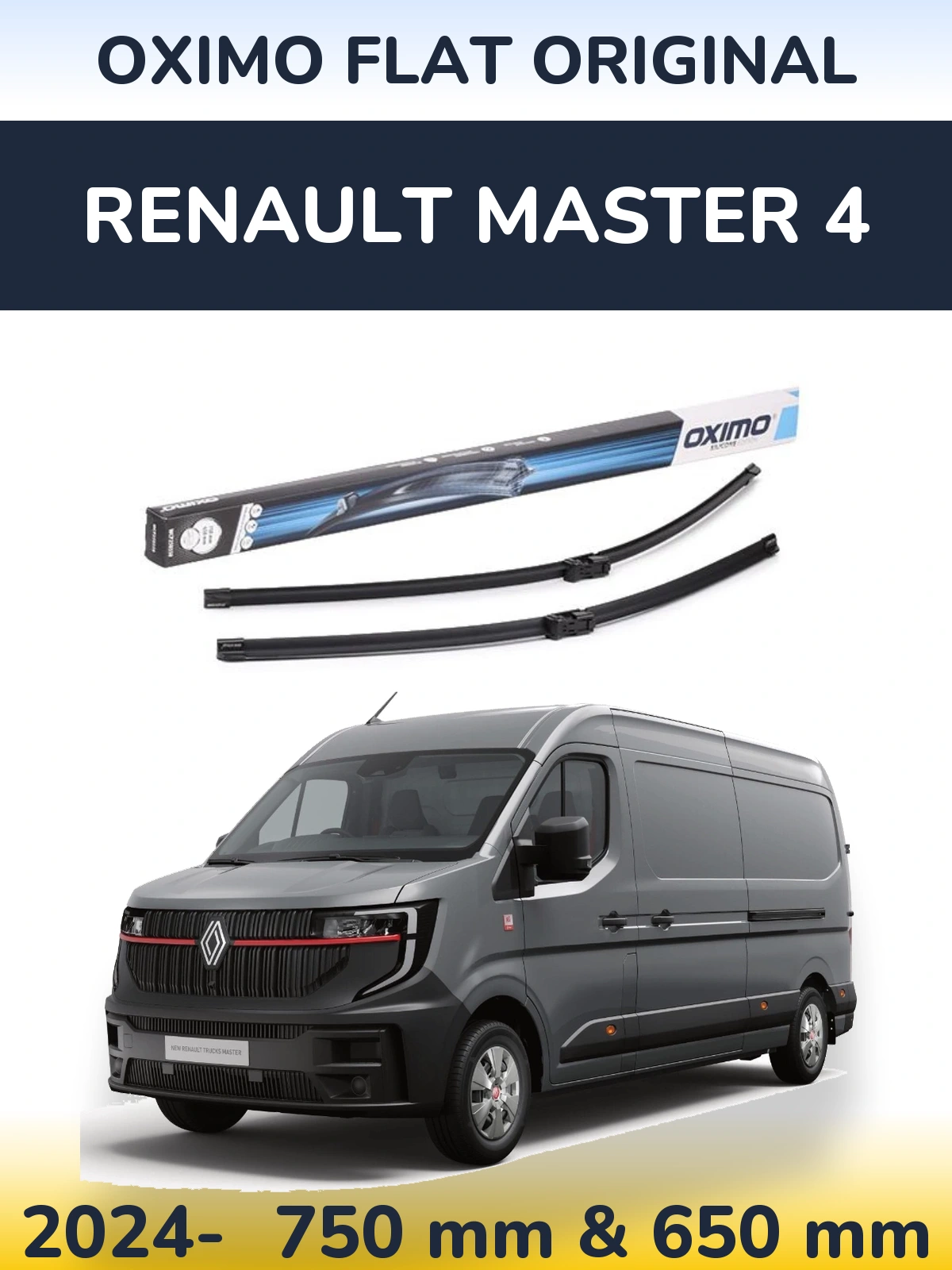 Комплект передних дворников Oximo Flat Original 750 & 650 мм для Renault Master 4 2024-2026