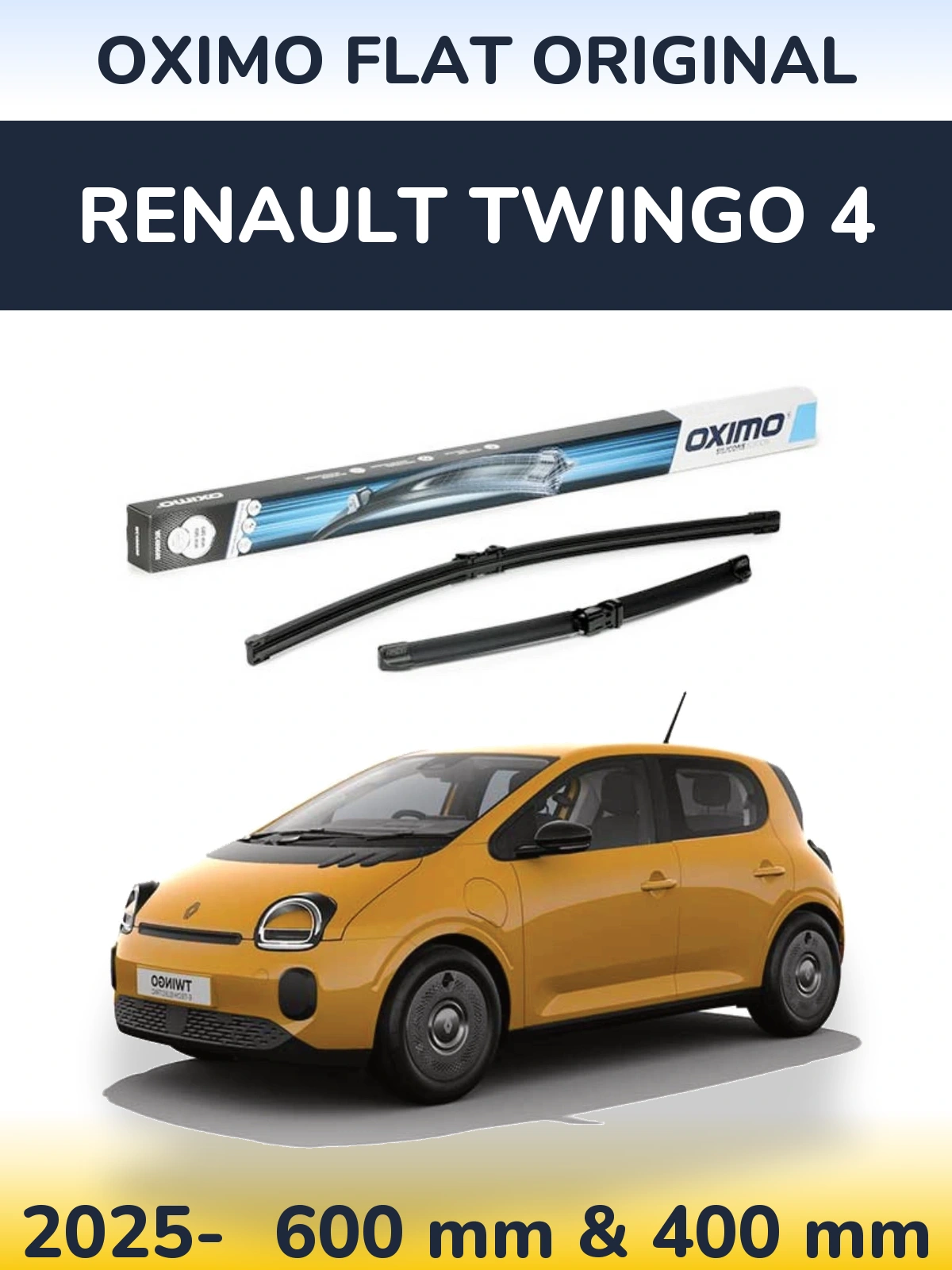Komplet przednich wycieraczek Oximo Flat Original 600 & 400 mm do Renault Twingo 4 2025-2026