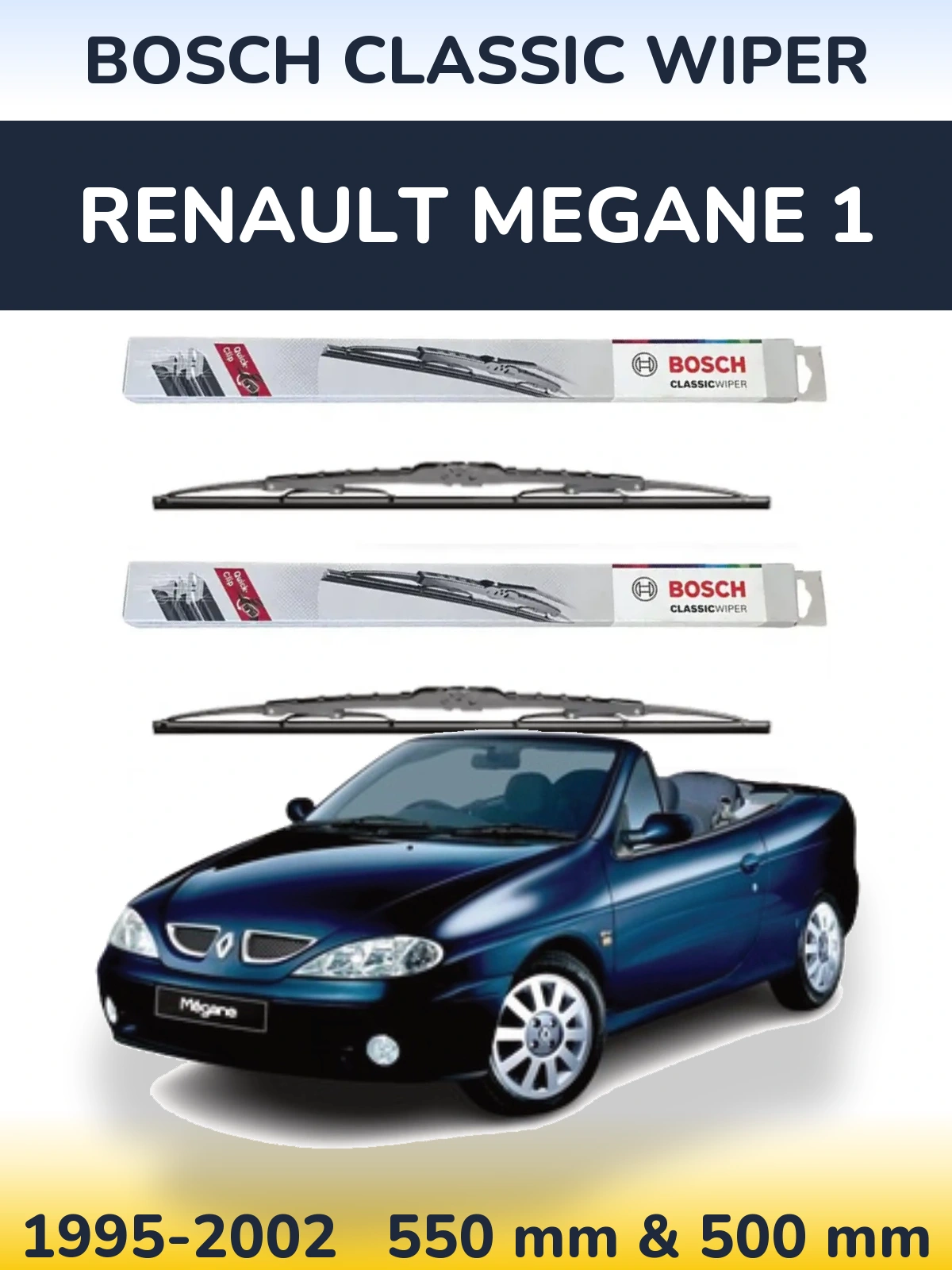 Komplet przednich wycieraczek BOSCH Classic Wiper 550 & 500 mm do Renault Megane 1 1995-2002