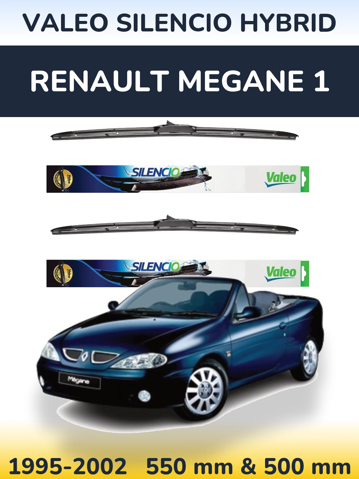Комплект передних дворников Valeo Silencio Hybrid 550 & 500 мм для Renault Megane 1 1995-2002