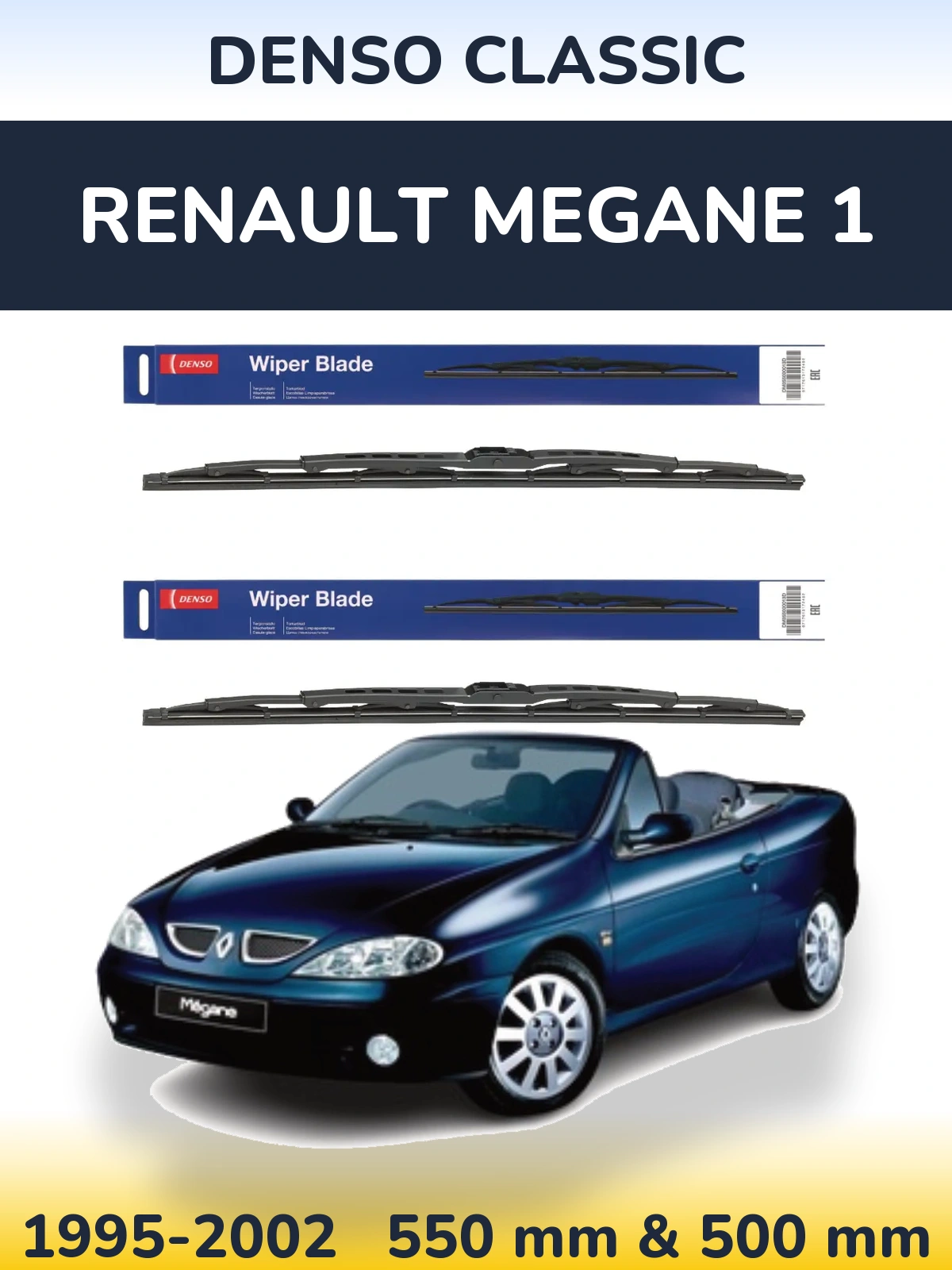 Комплект передних дворников Denso Classic 550 & 500 мм для Renault Megane 1 1995-2002