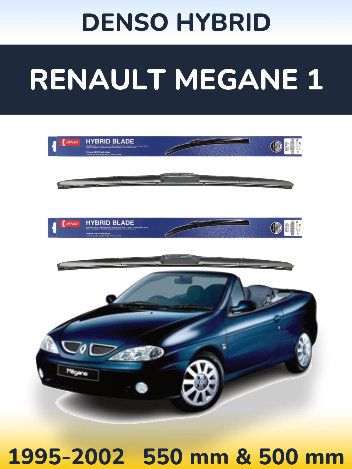 Komplet przednich wycieraczek Denso Hybrid 550 & 500 mm do Renault Megane 1 1995-2002