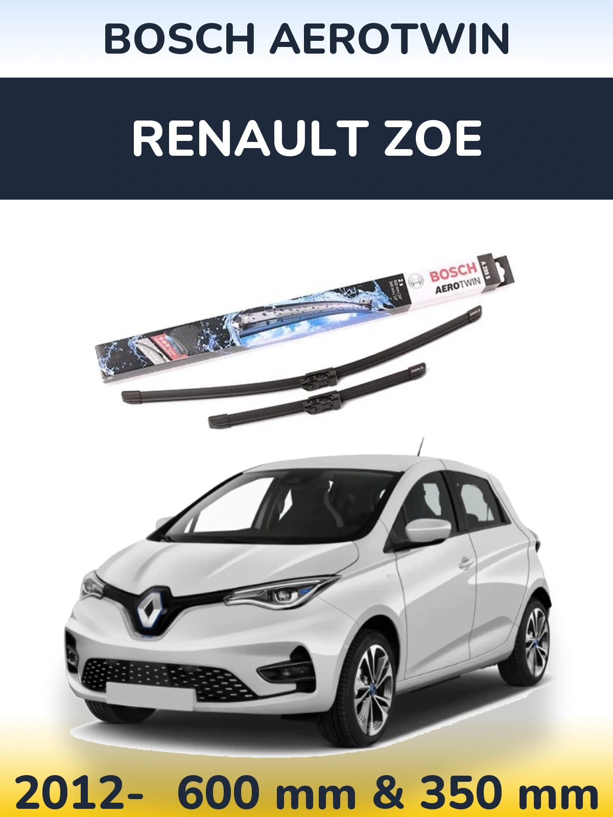 Komplet przednich wycieraczek BOSCH AeroTwin 600 & 350 mm do Renault Zoe 2012-2026