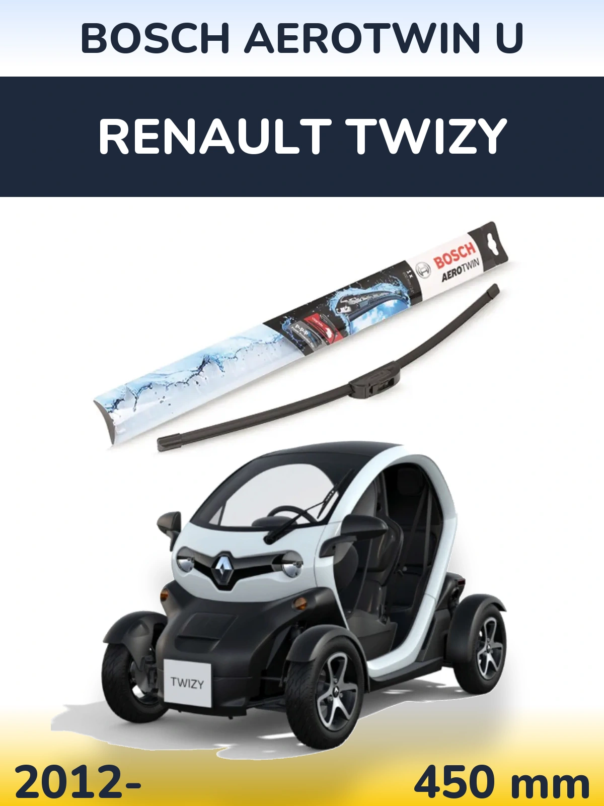 Przednia wycieraczka BOSCH AeroTwin U 450 mm do Renault Twizy 2012-2026