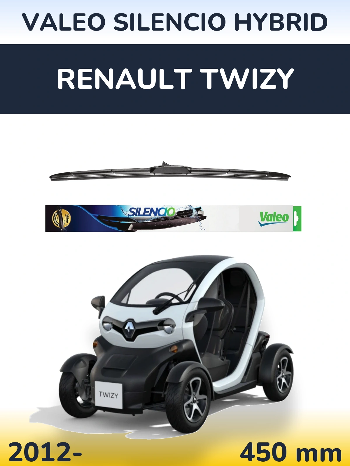 Передний дворник Valeo Silencio Hybrid 450 мм для Renault Twizy 2012-2026