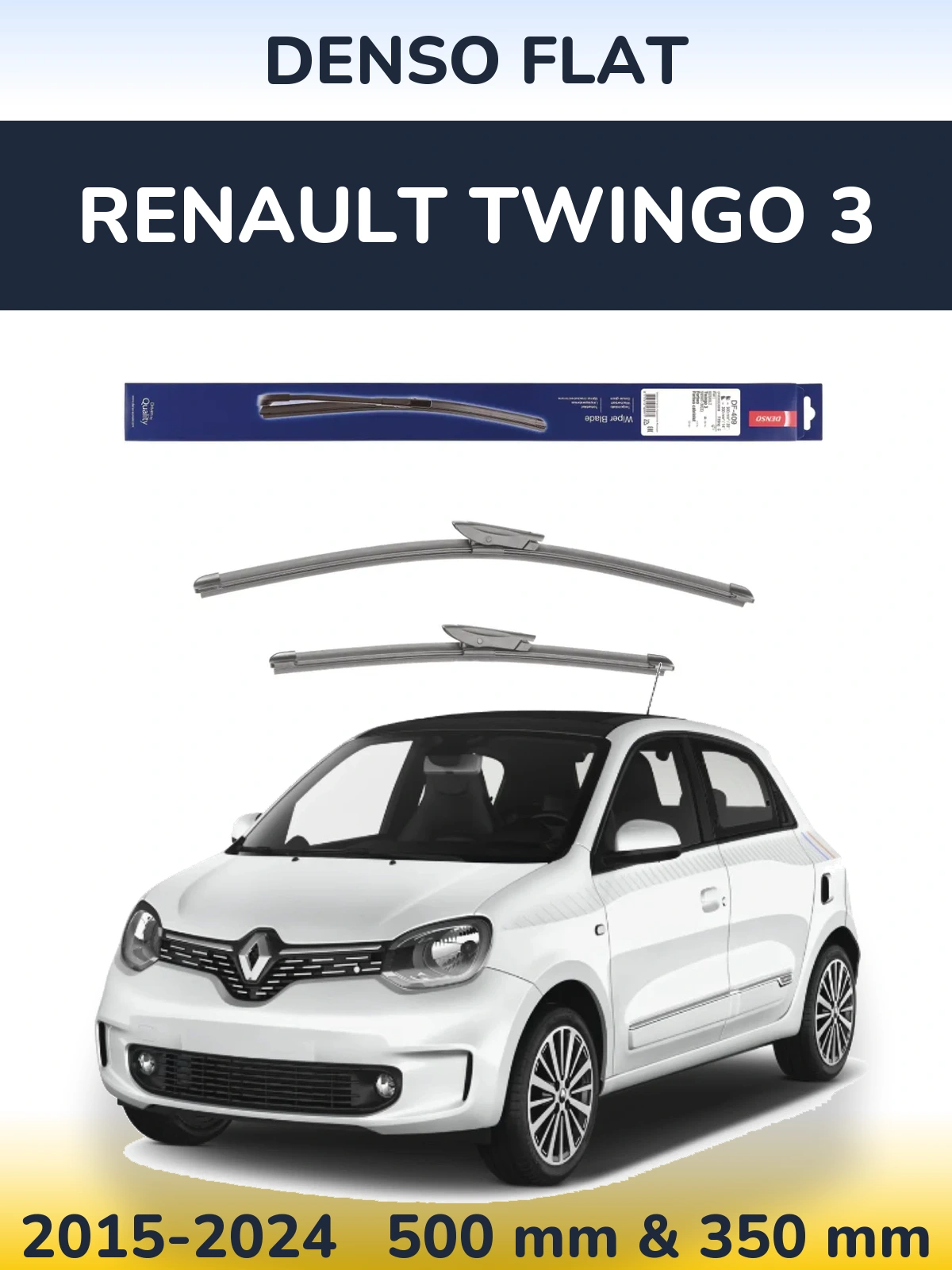 Komplet przednich wycieraczek Denso Flat 500 & 350 mm do Renault Twingo 3 2015-2024