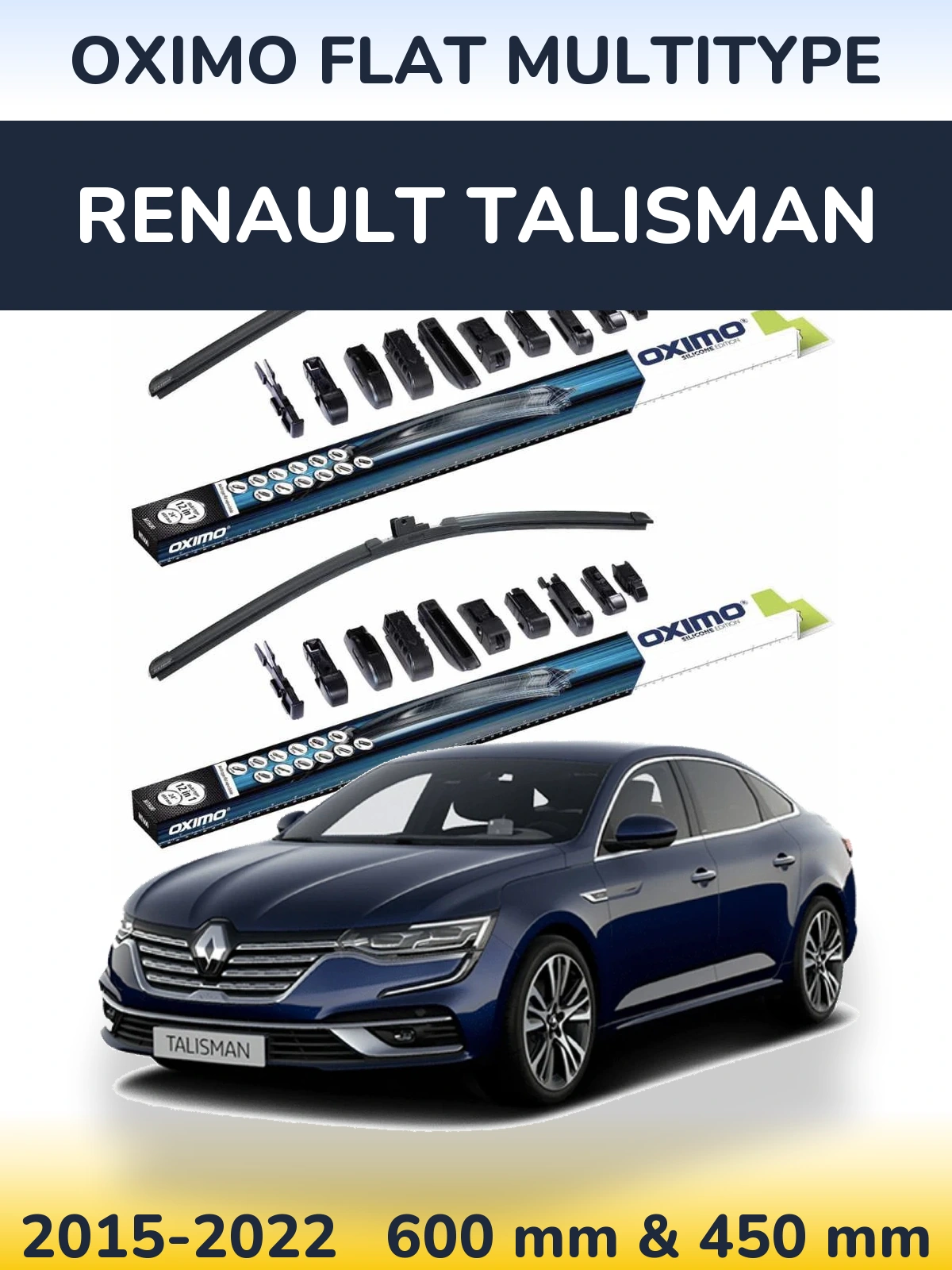 Komplet przednich wycieraczek Oximo Flat MultiType 600 & 450 mm do Renault Talisman 2015-2022