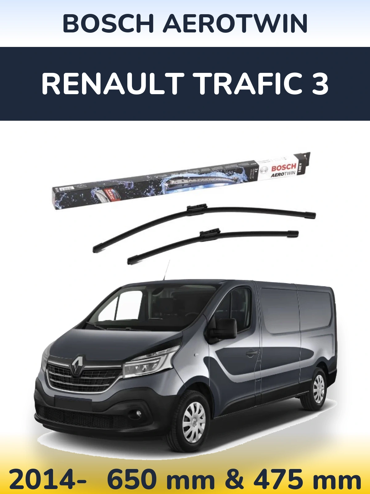 Komplet przednich wycieraczek BOSCH AeroTwin 650 & 475 mm do Renault Trafic 3 2014-2026