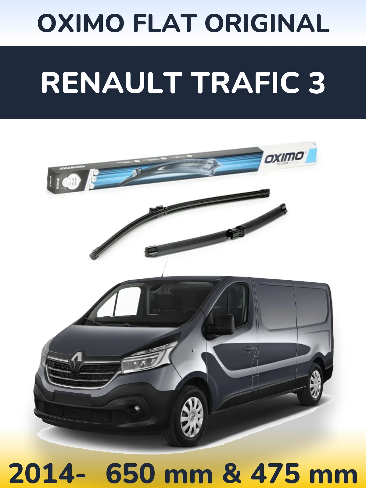 Komplet przednich wycieraczek Oximo Flat Original 650 & 475 mm do Renault Trafic 3 2014-2026