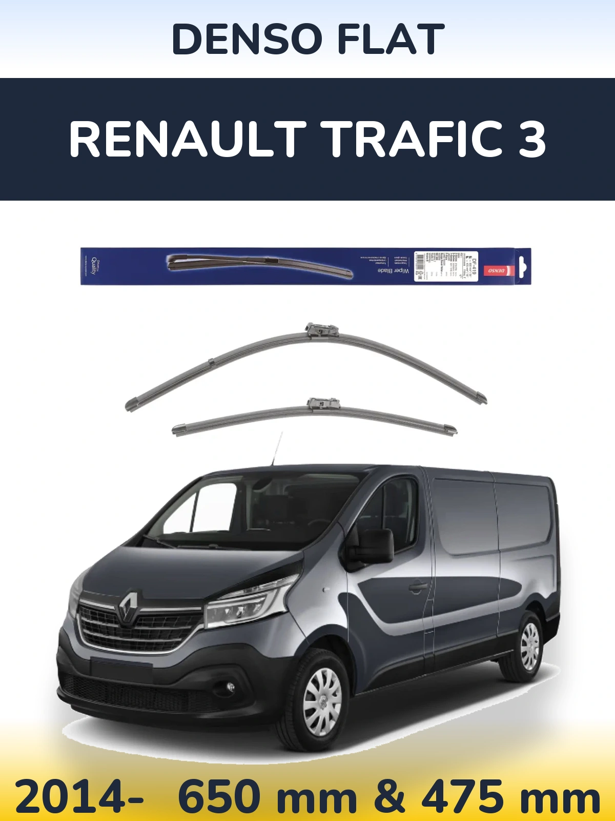 Комплект передніх щіток Denso Flat 650 & 475 мм для Renault Trafic 3 2014-2026