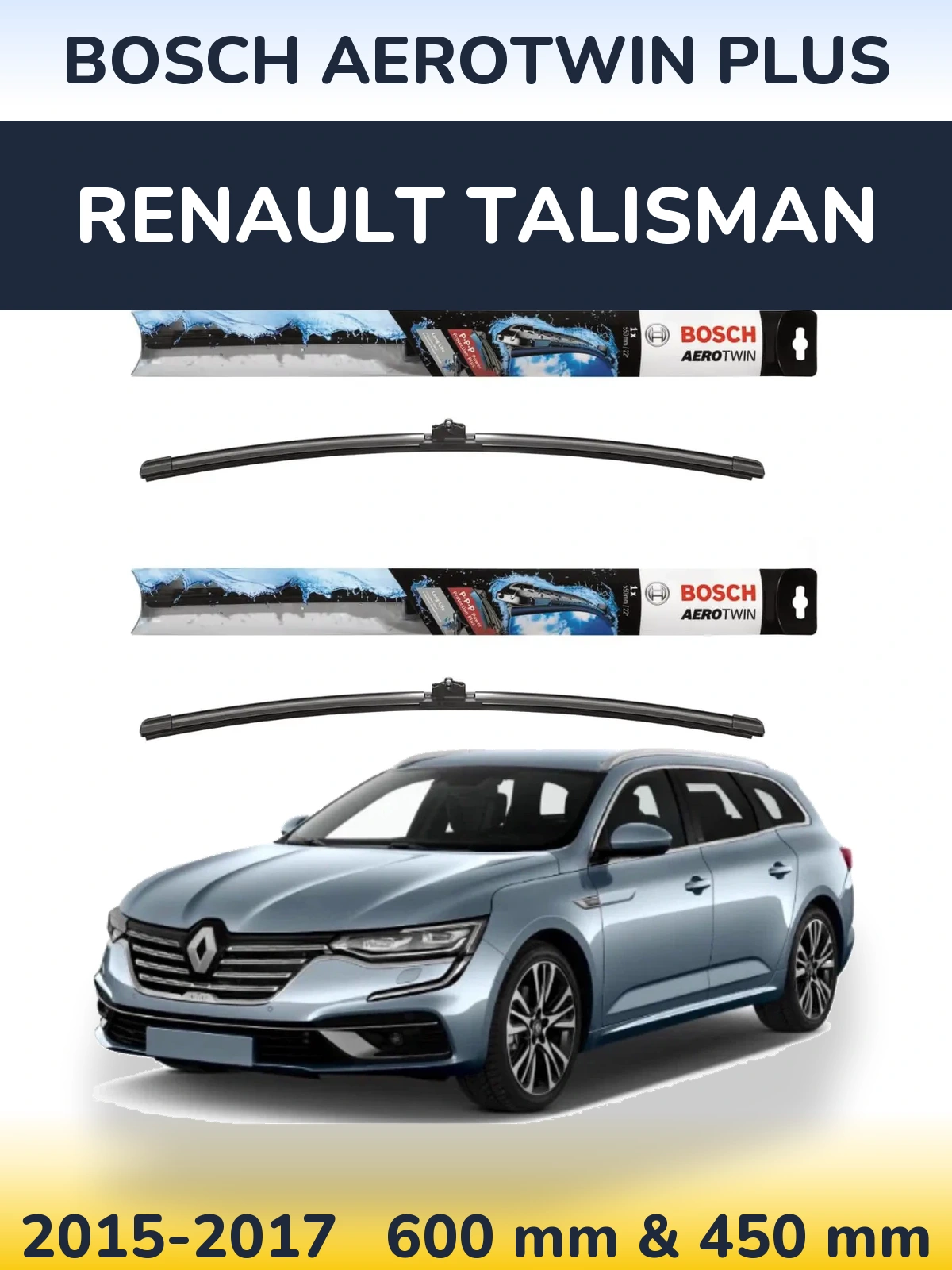 Komplet przednich wycieraczek BOSCH AeroTwin Plus 600 & 450 mm do Renault Talisman 2015-2017
