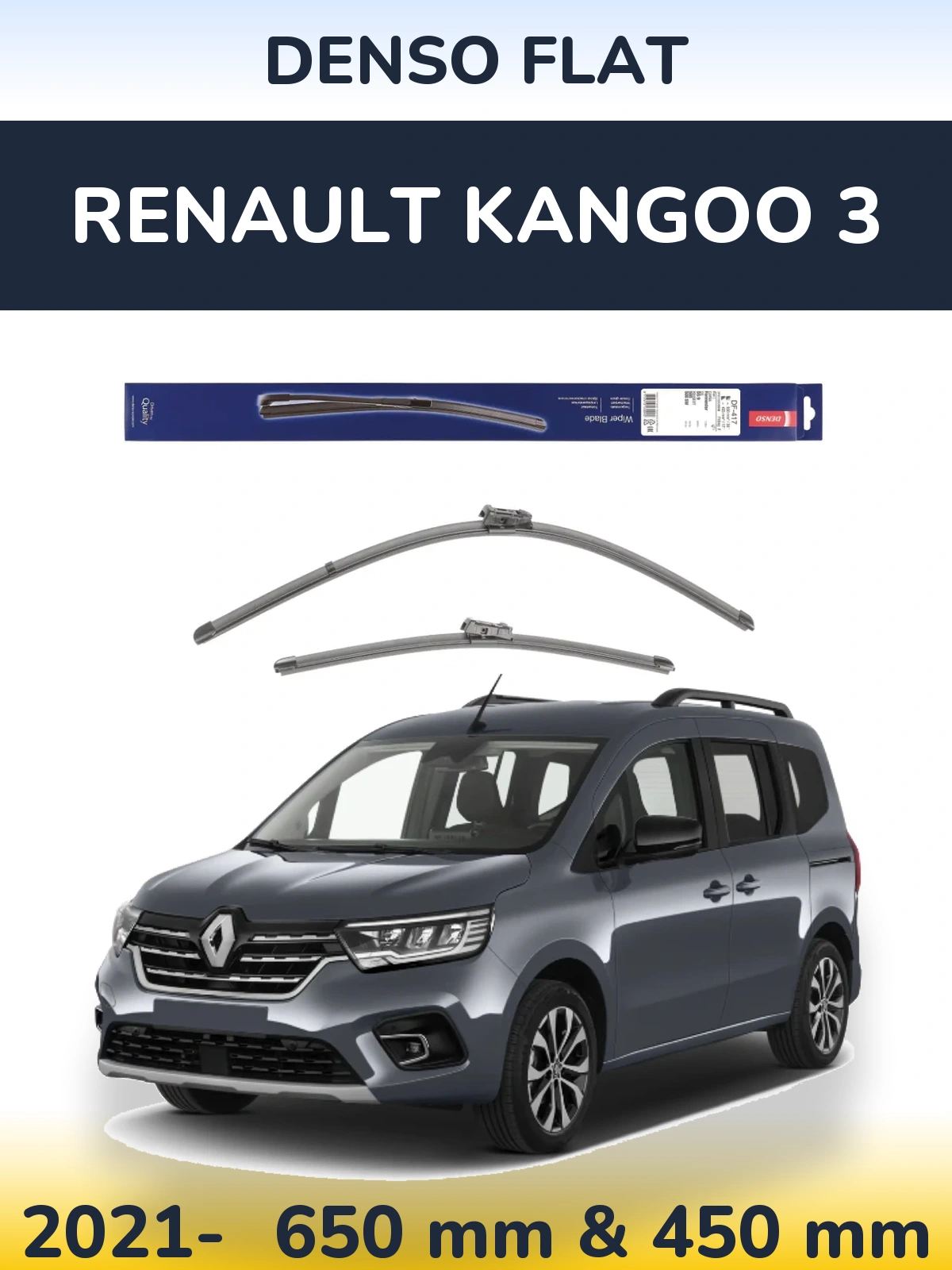 Komplet przednich wycieraczek Denso Flat 650 & 450 mm do Renault Kangoo 3 2021-2026