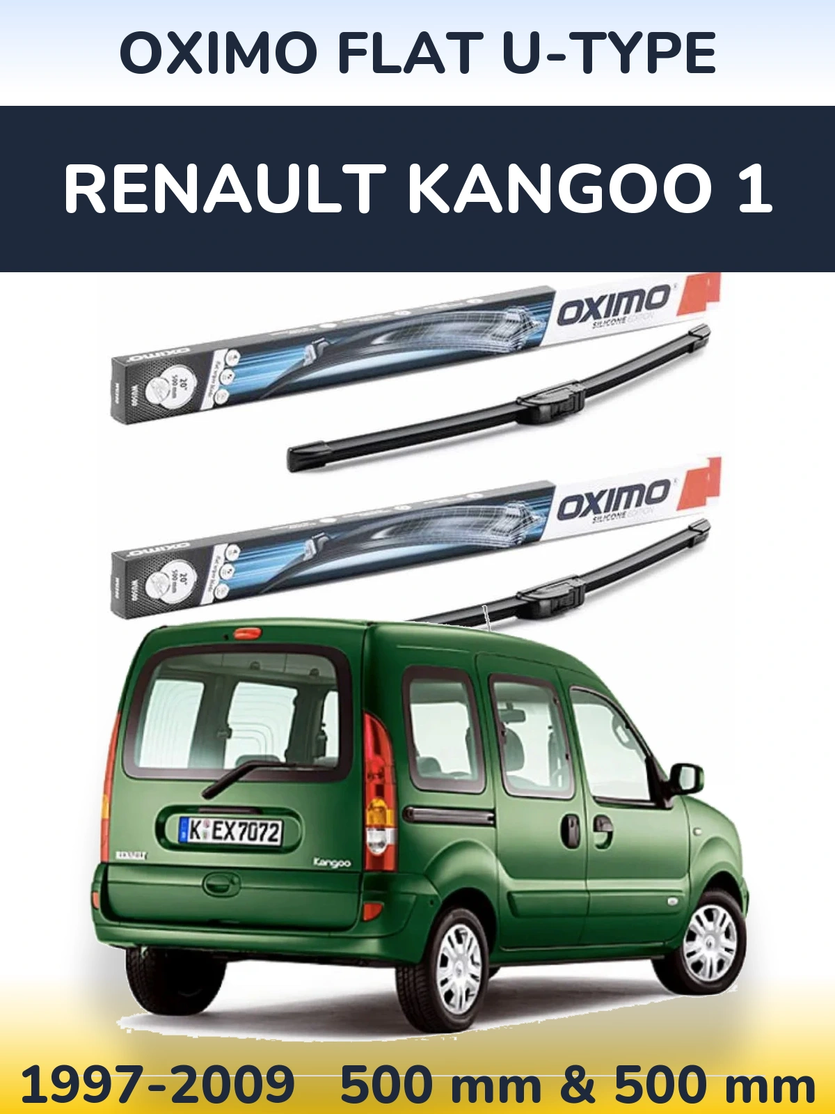 Komplet przednich wycieraczek Oximo Flat U-type 500 & 500 mm do Renault Kangoo 1 1997-2009