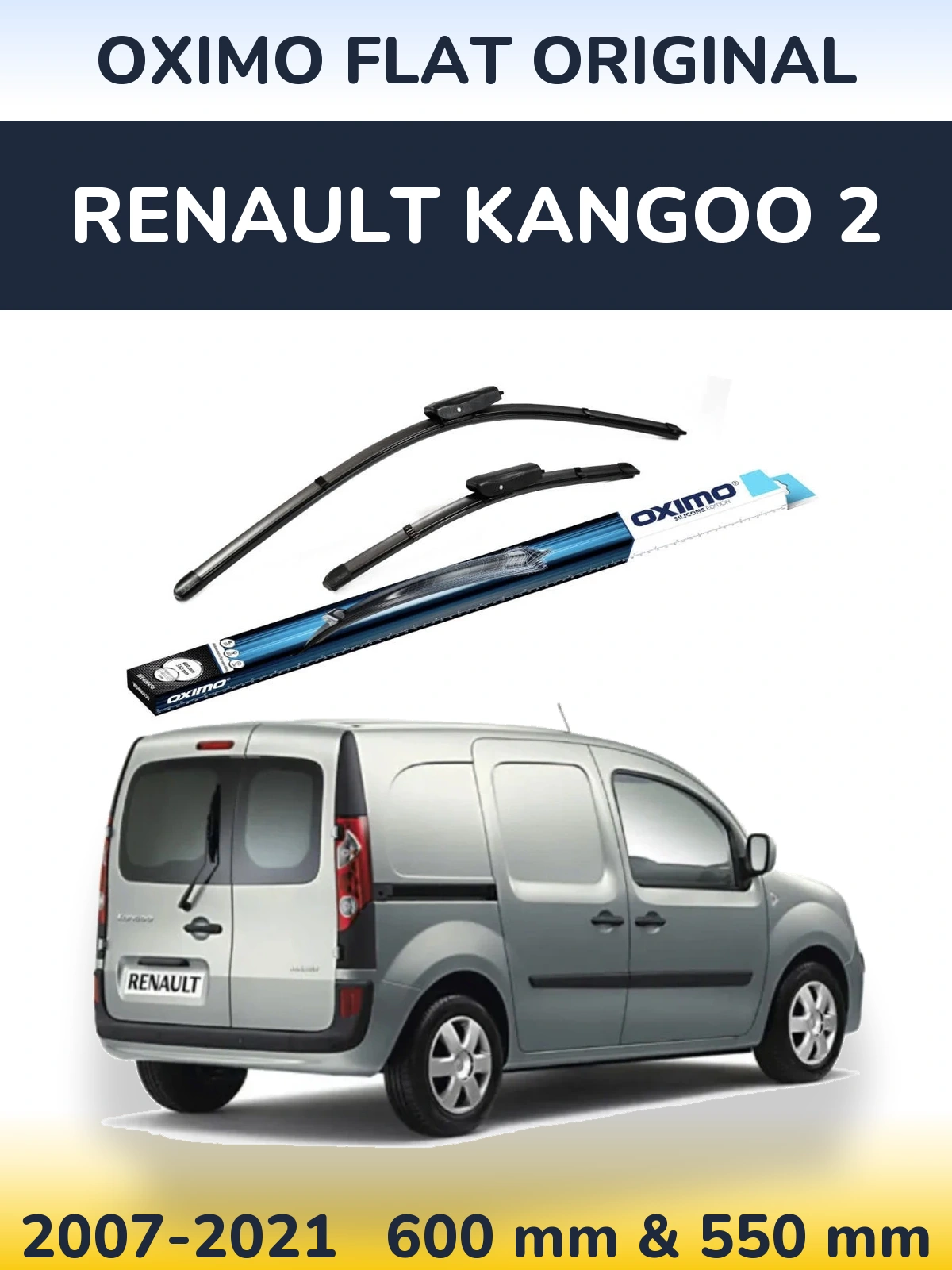 Komplet przednich wycieraczek Oximo Flat Original 600 & 550 mm do Renault Kangoo 2 2007-2021