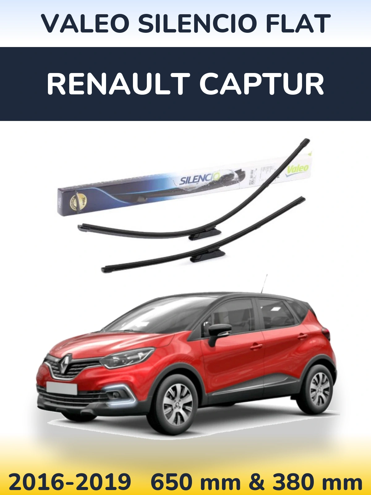 Komplet przednich wycieraczek Valeo Silencio Flat 650 & 380 mm do Renault Captur 2016-2019