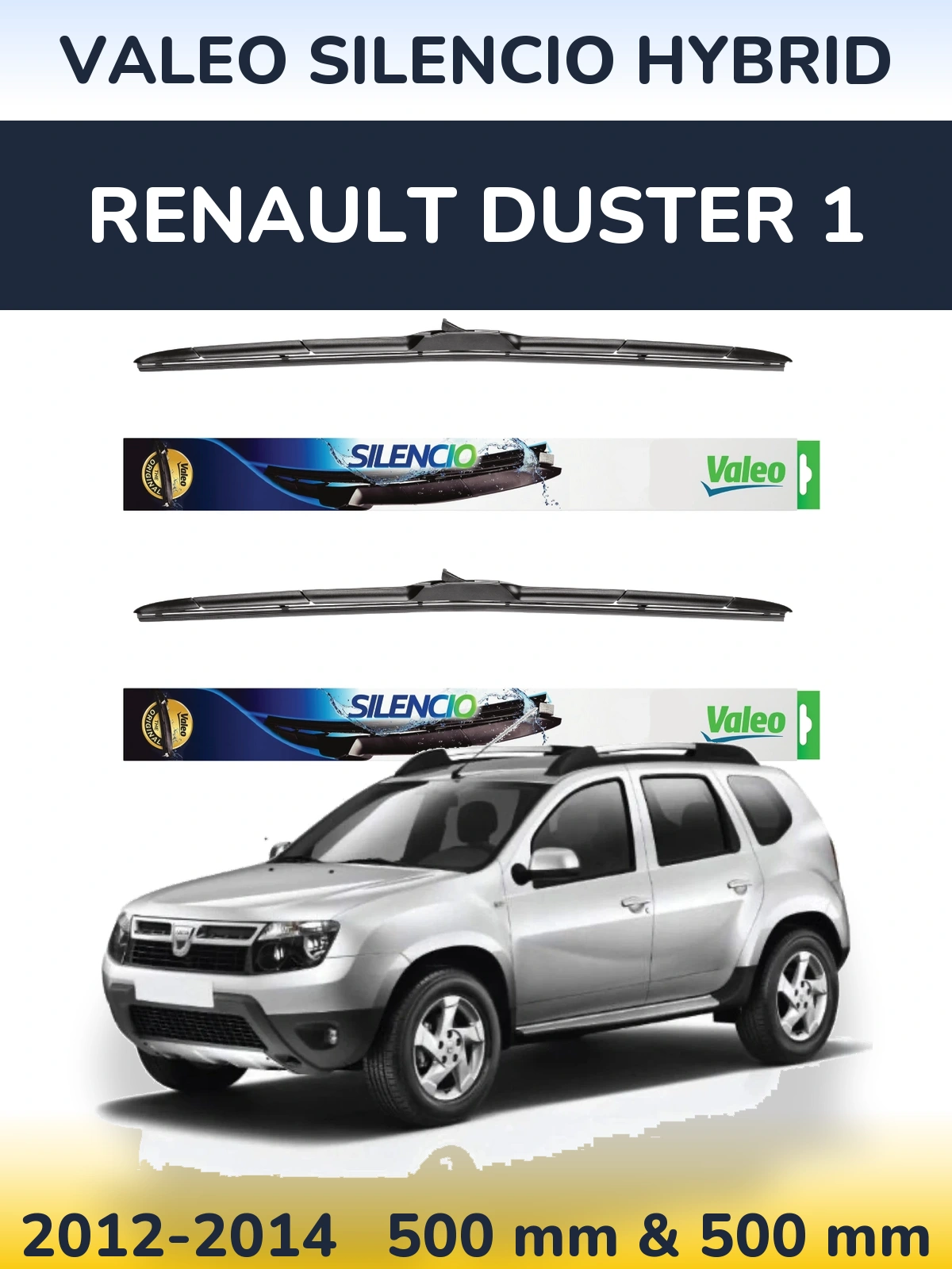 Комплект передних дворников Valeo Silencio Hybrid 500 & 500 мм для Renault Duster 1 2012-2014
