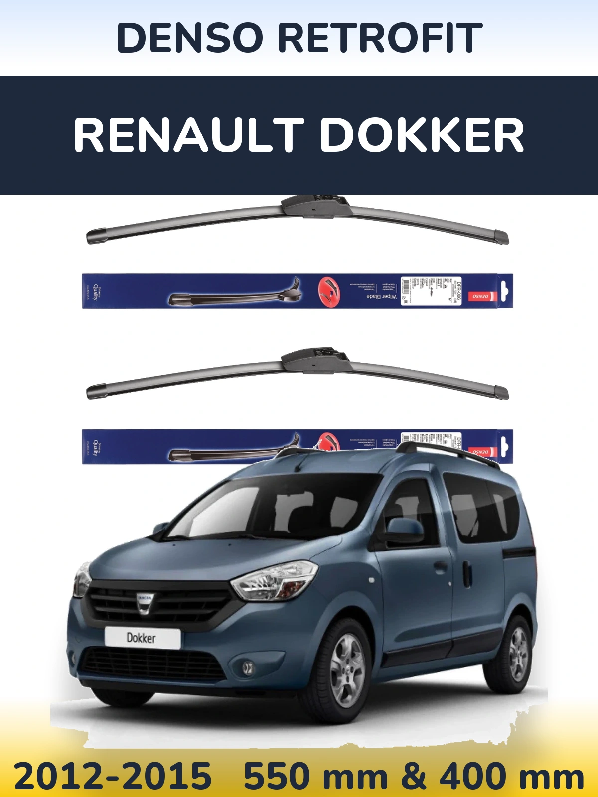 Комплект передних дворников Denso Retrofit 550 & 400 мм для Renault Dokker 2012-2015