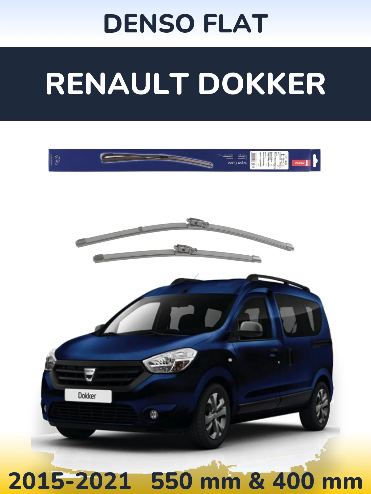 Komplet przednich wycieraczek Denso Flat 550 & 400 mm do Renault Dokker 2015-2021