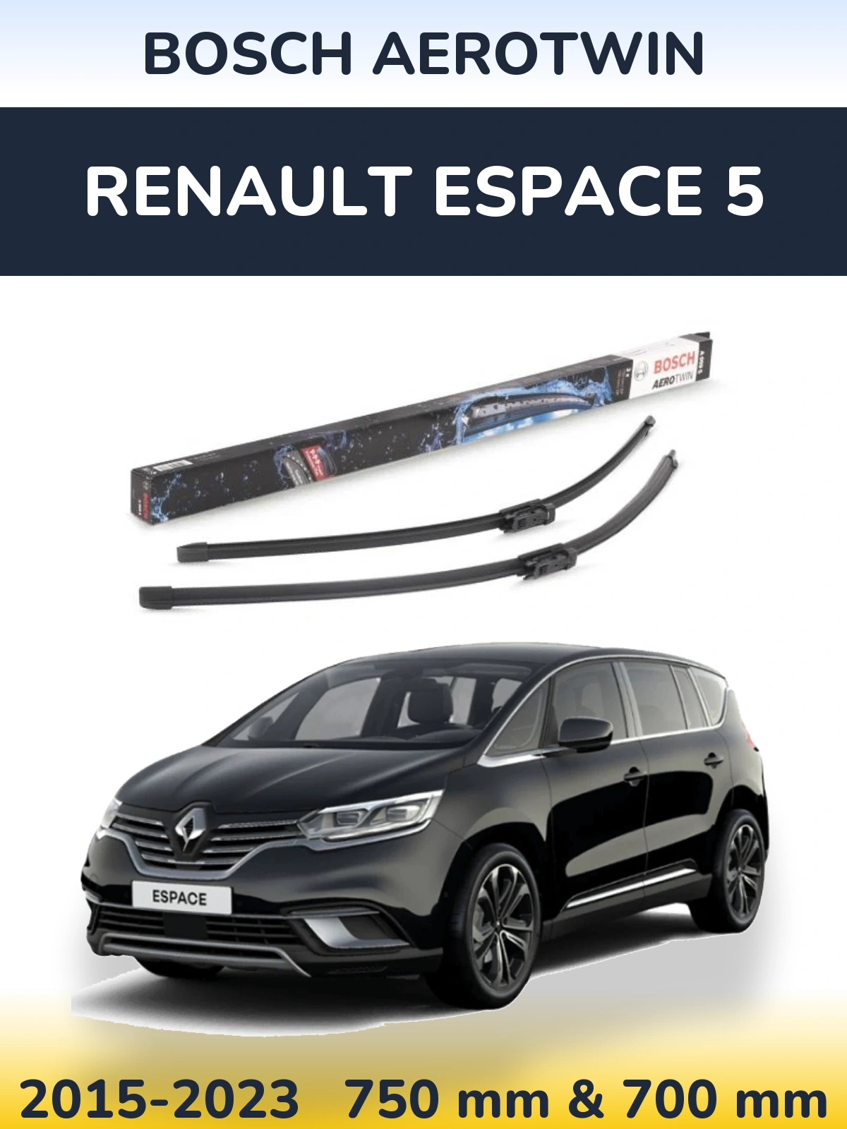 Komplet przednich wycieraczek BOSCH AeroTwin 750 & 700 mm do Renault Espace 5 2015-2023