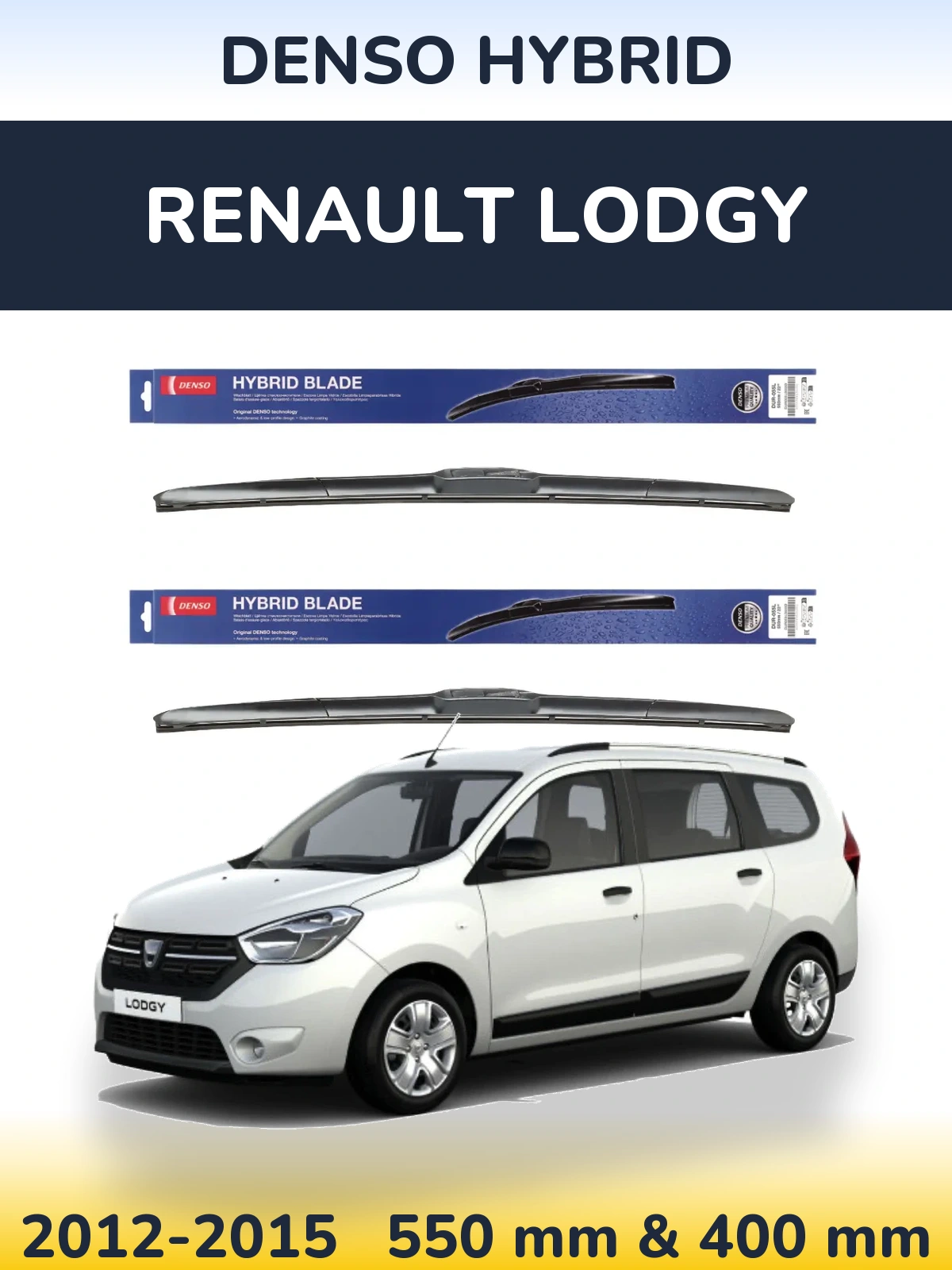 Komplet przednich wycieraczek Denso Hybrid 550 & 400 mm do Renault Lodgy 2012-2015