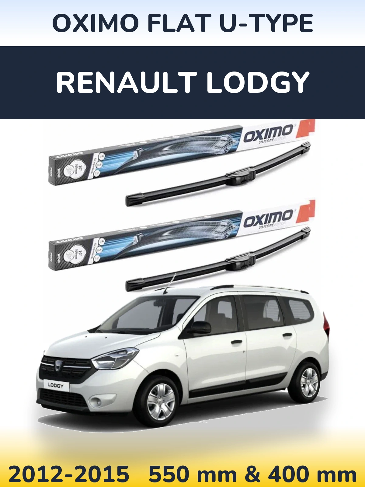 Komplet przednich wycieraczek Oximo Flat U-type 550 & 400 mm do Renault Lodgy 2012-2015