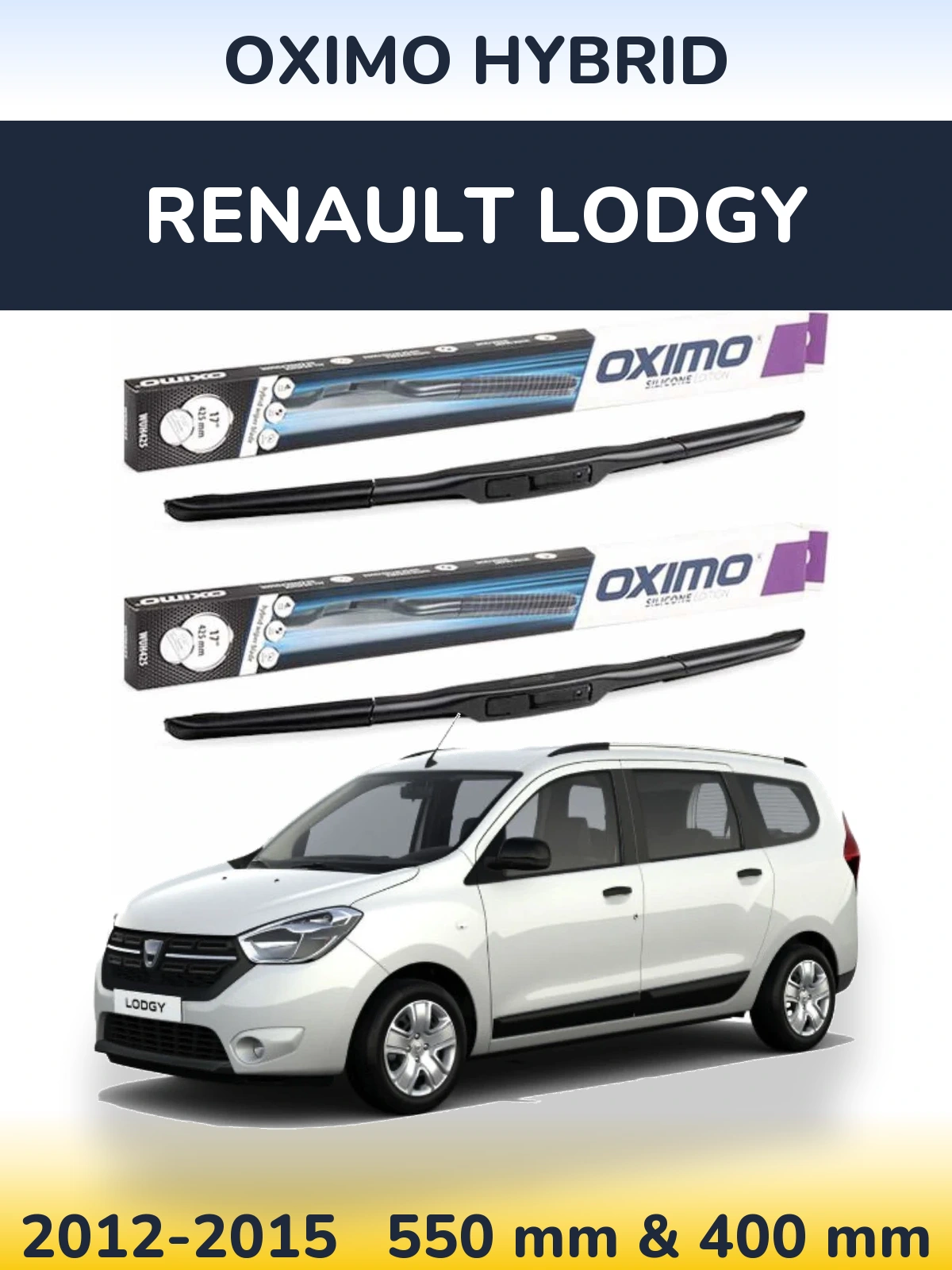 Komplet przednich wycieraczek Oximo Hybrid 550 & 400 mm do Renault Lodgy 2012-2015